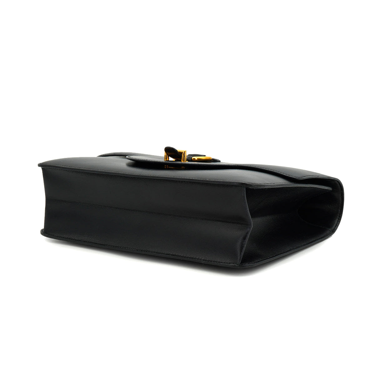 HERMES SANDRINE BLACK BOX CALF SHOULDER BAG 1978 CIRCLE H GOLD HARDWARE 90332563