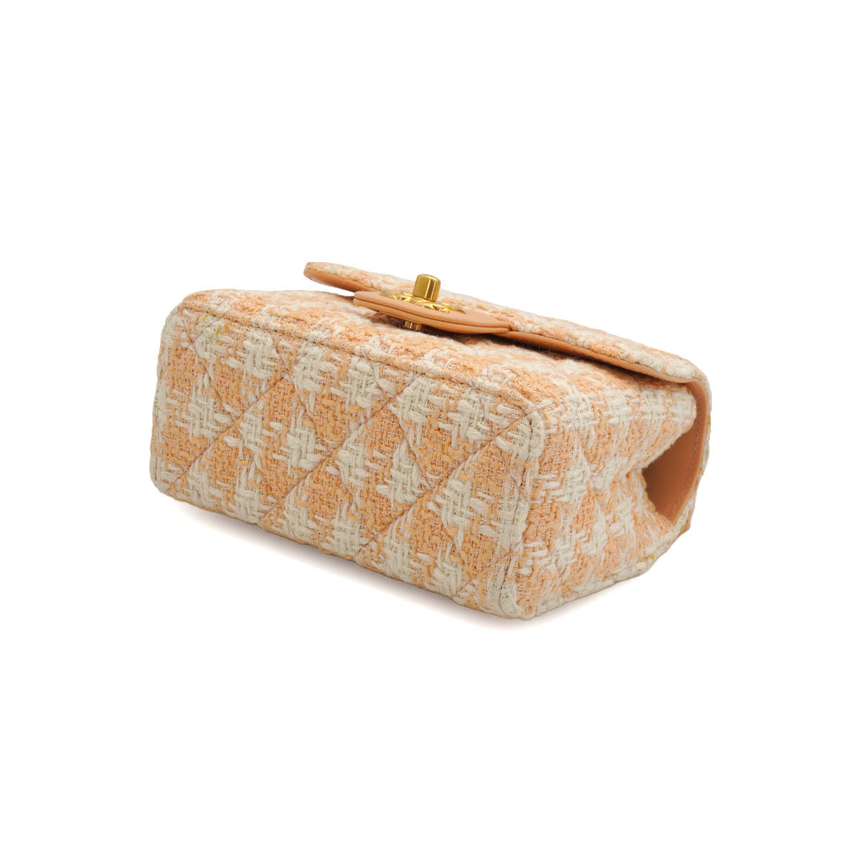 CHANEL MATELASSE CHAIN HAND SHOULDER BAG BEIGE TWEED GOLD HARDWARE 90332581