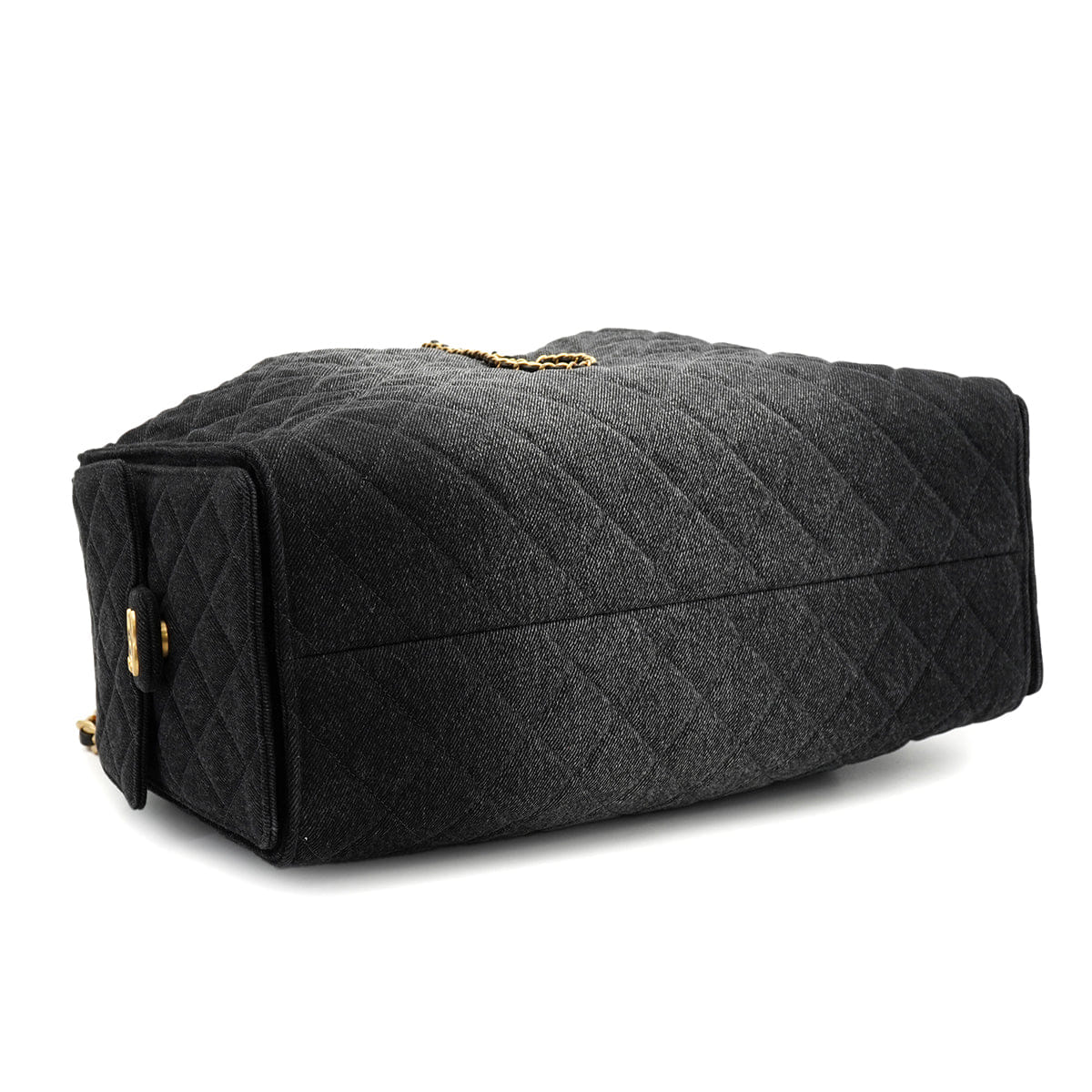 CHANEL CHANEL25 MEDIUM CHAIN SHOULDER BAG BLACK DENIM GOLD HARDWARE 90331857