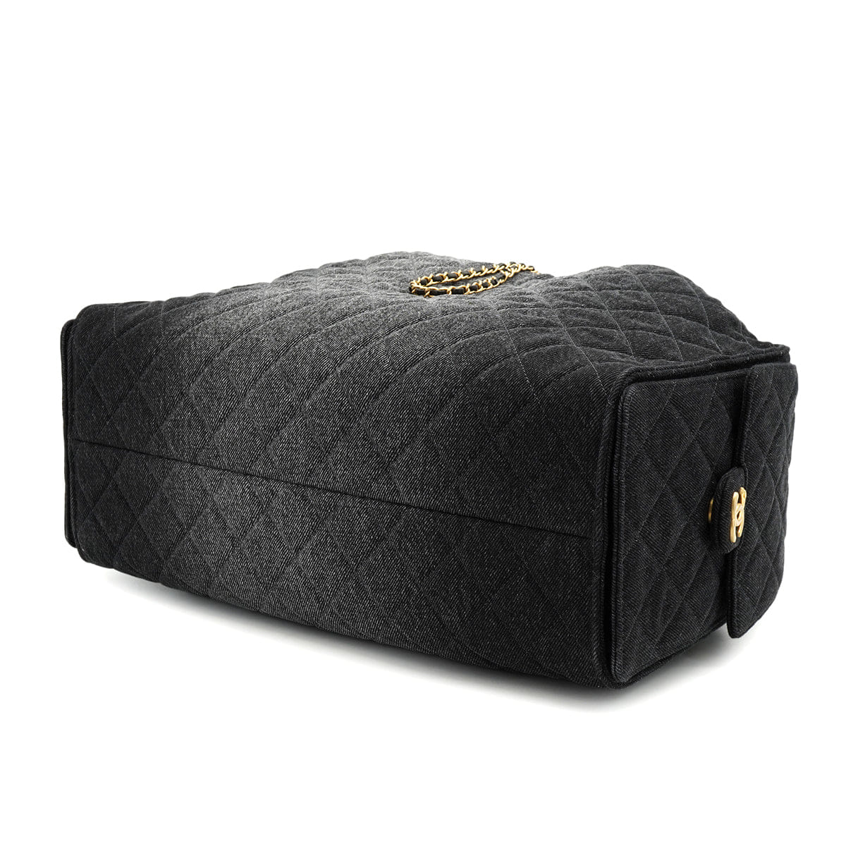 CHANEL CHANEL25 MEDIUM CHAIN SHOULDER BAG BLACK DENIM GOLD HARDWARE 90331857
