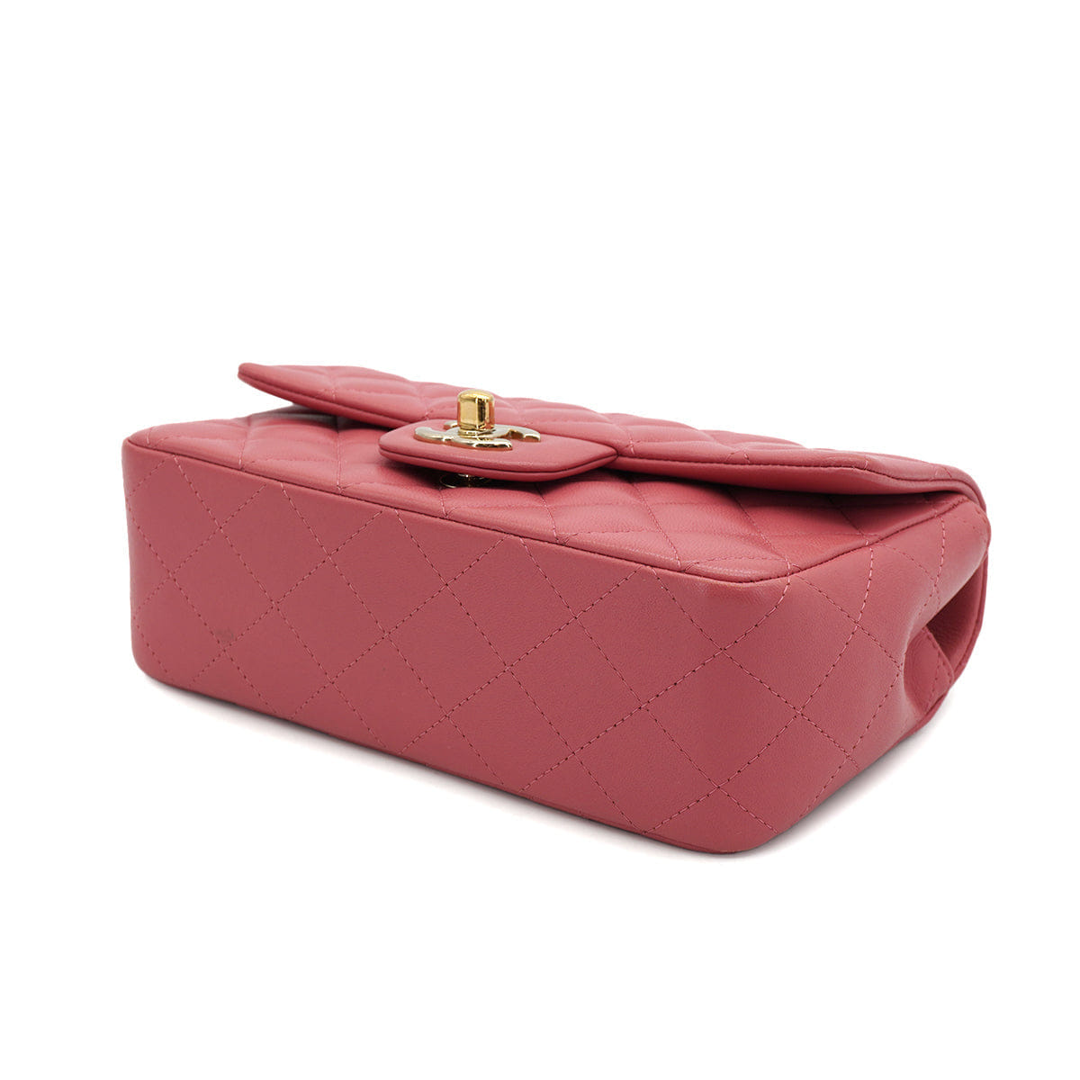 CHANEL MINI MATELASSE CHARM CHAIN SHOULDER BAG PINK LAMB SKIN GOLD HARDWARE 90331667
