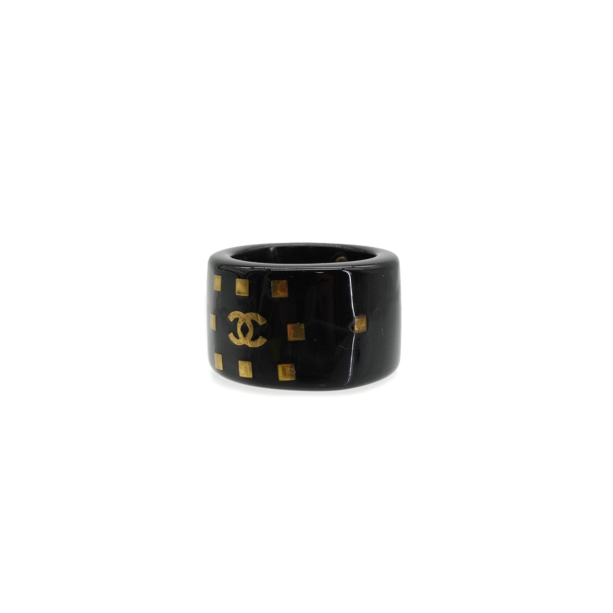 CHANEL COCOMARK RING BLACK PLASTIC ACCESSORY 01A 90330670