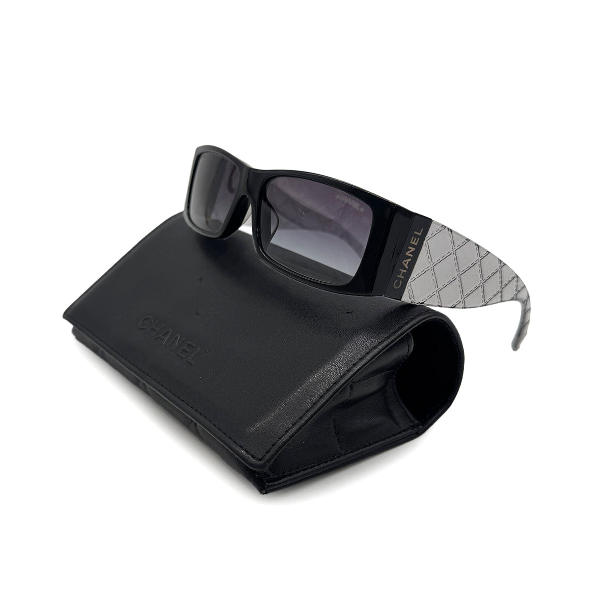 CHANEL LOGO MATELASSE SUNGLASSES CLEAR BLACK EYEWEAR 90329021