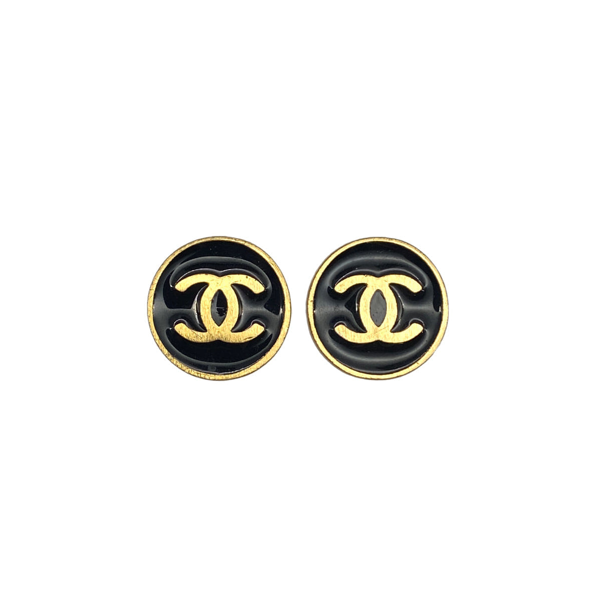 CHANEL EARRINGS COCOMARK ROUND BLACK GOLD ACCESSORY 01P 90327614
