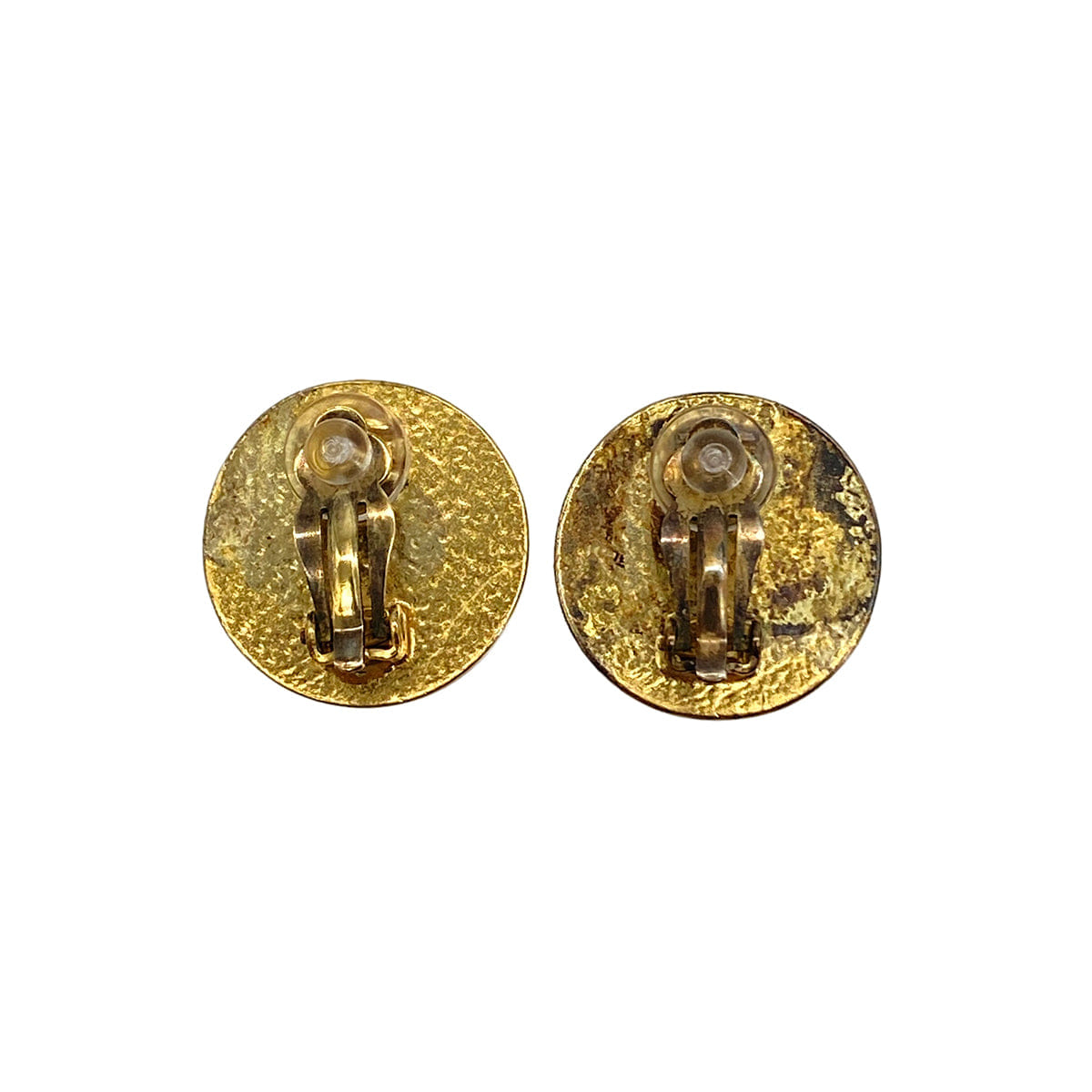 CHANEL EARRINGS COCOMARK ROUND BLACK GOLD ACCESSORY 01P 90327614