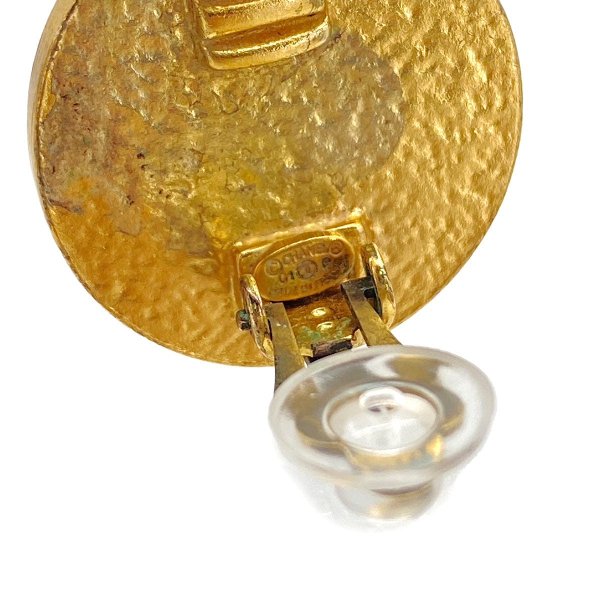CHANEL EARRINGS COCOMARK ROUND BLACK GOLD ACCESSORY 01P 90327614