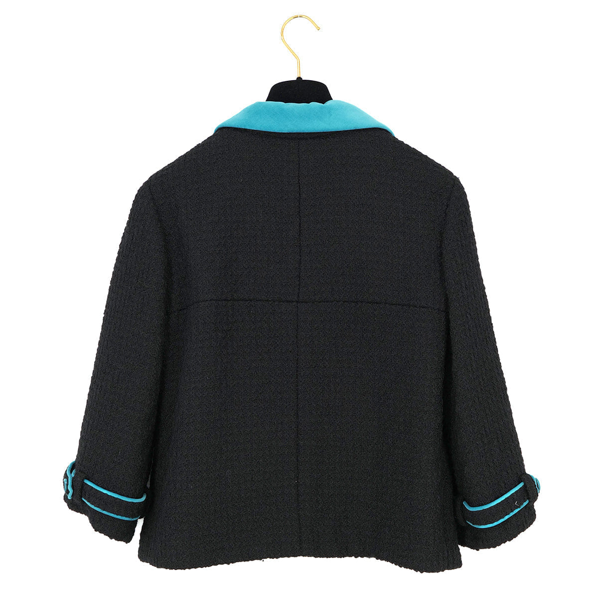 CHANEL JACKET BLUE BLACK WOOL 44 07A RTW 90325369