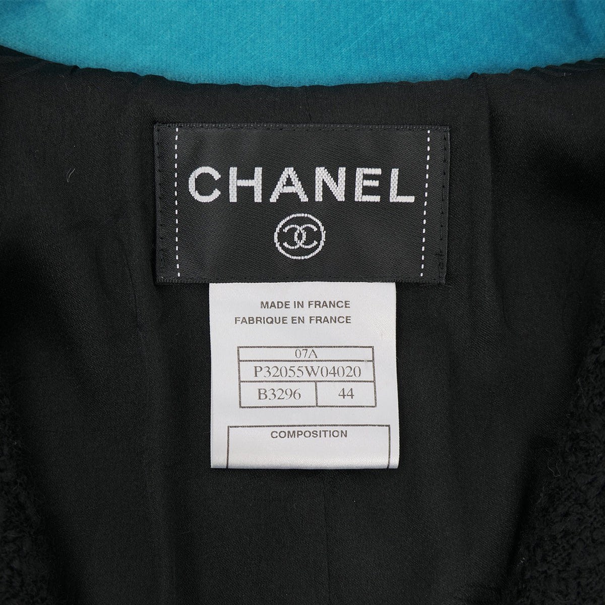 CHANEL JACKET BLUE BLACK WOOL 44 07A RTW 90325369