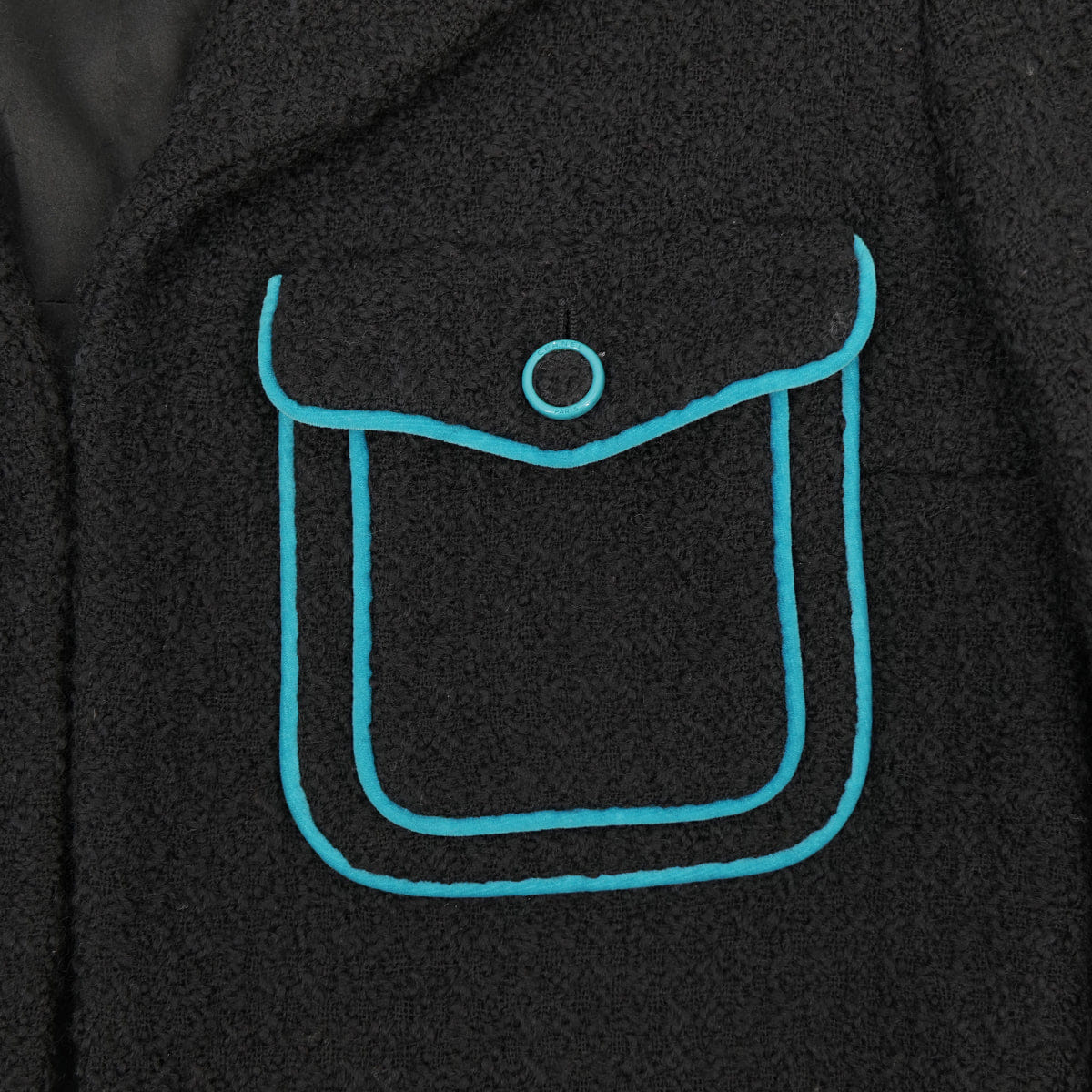 CHANEL JACKET BLUE BLACK WOOL 44 07A RTW 90325369