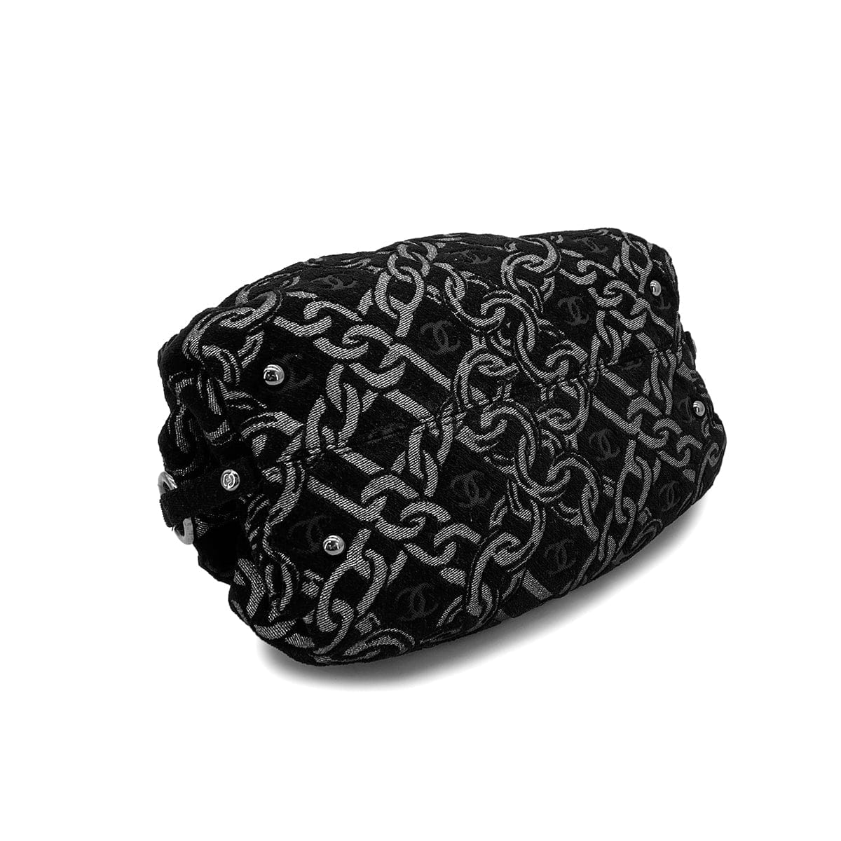 CHANEL VINTAGE CHAIN HAND BAG BLACK CANVAS 90301650