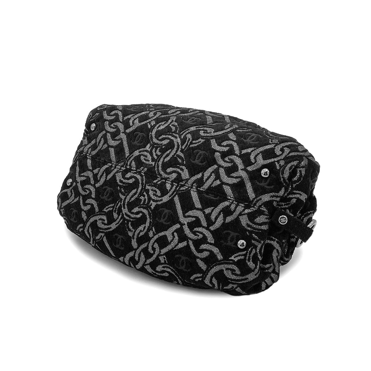CHANEL VINTAGE CHAIN HAND BAG BLACK CANVAS 90301650
