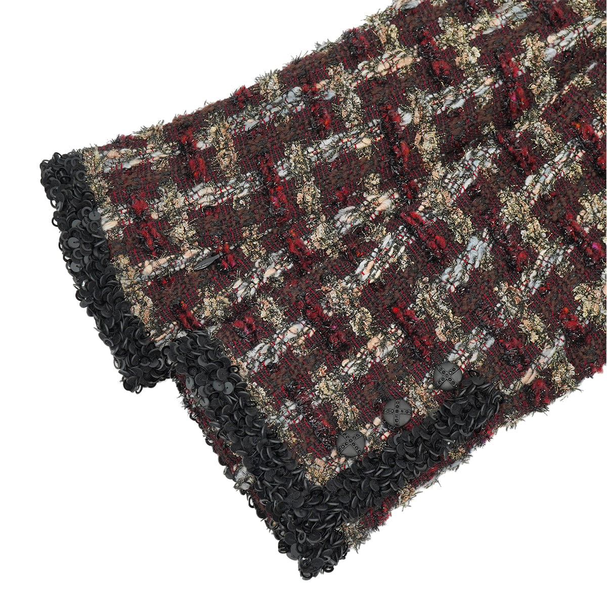 CHANEL DOUBLE POCKET TWEED JACKET SEQUINS BLACK RED WOOL 42 02A RTW 90309855