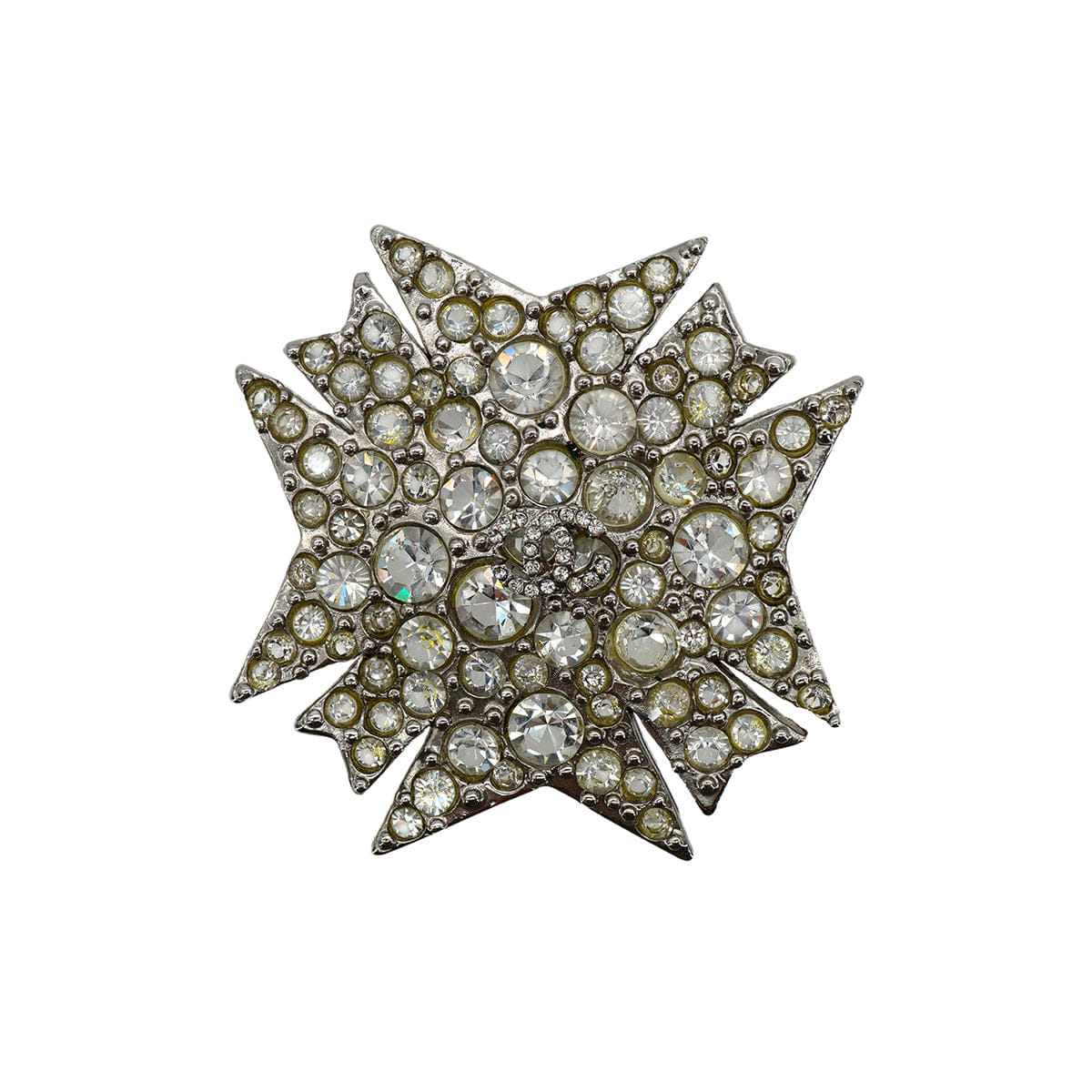 CHANEL COCOMARK RHINESTONE BROOCH SILVER ACCESSORY 05V 90331683