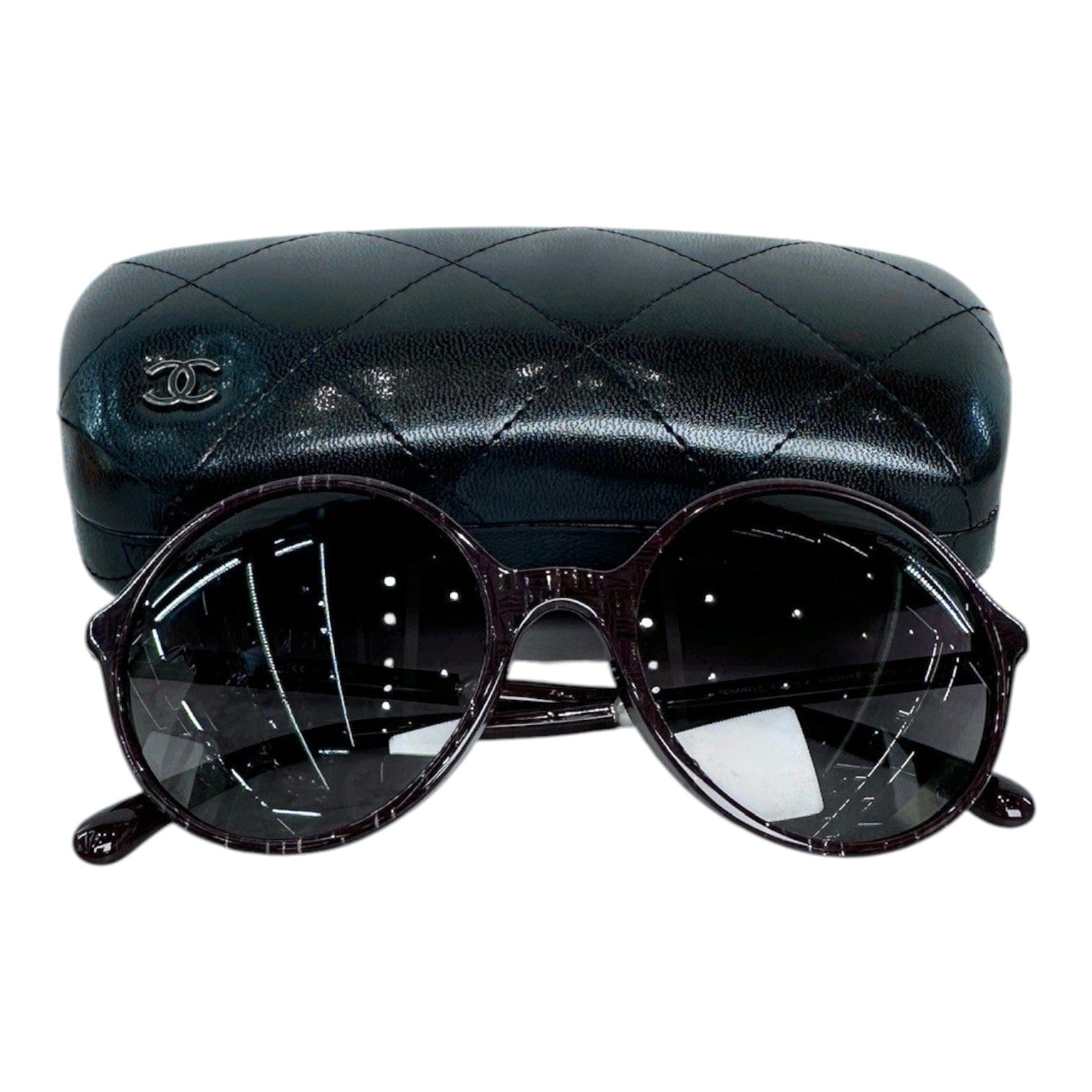 Chanel Sunglasses Round Purple with Pearl On Side