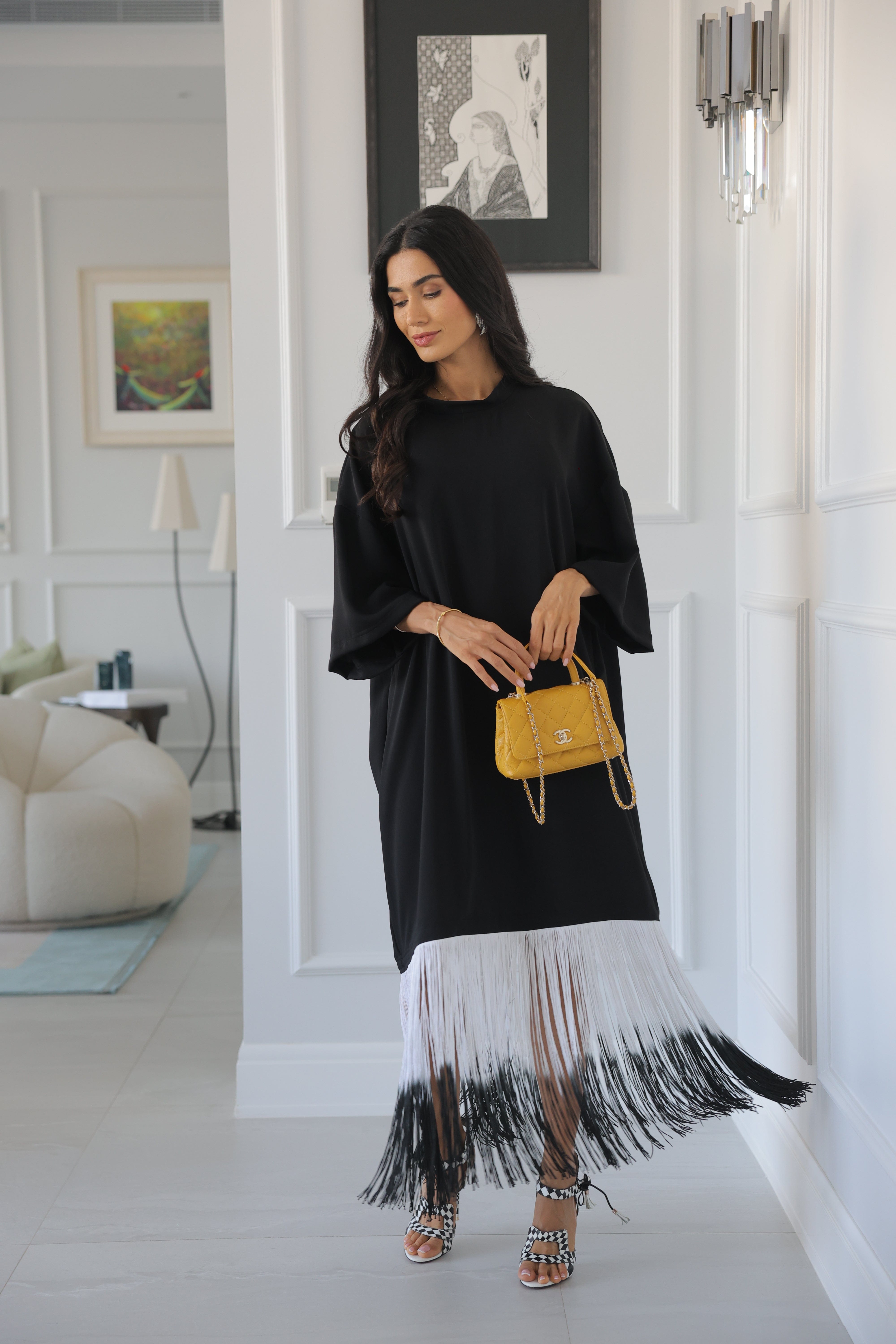 HL Studio Drift Dress Black tide NEW FRINGE