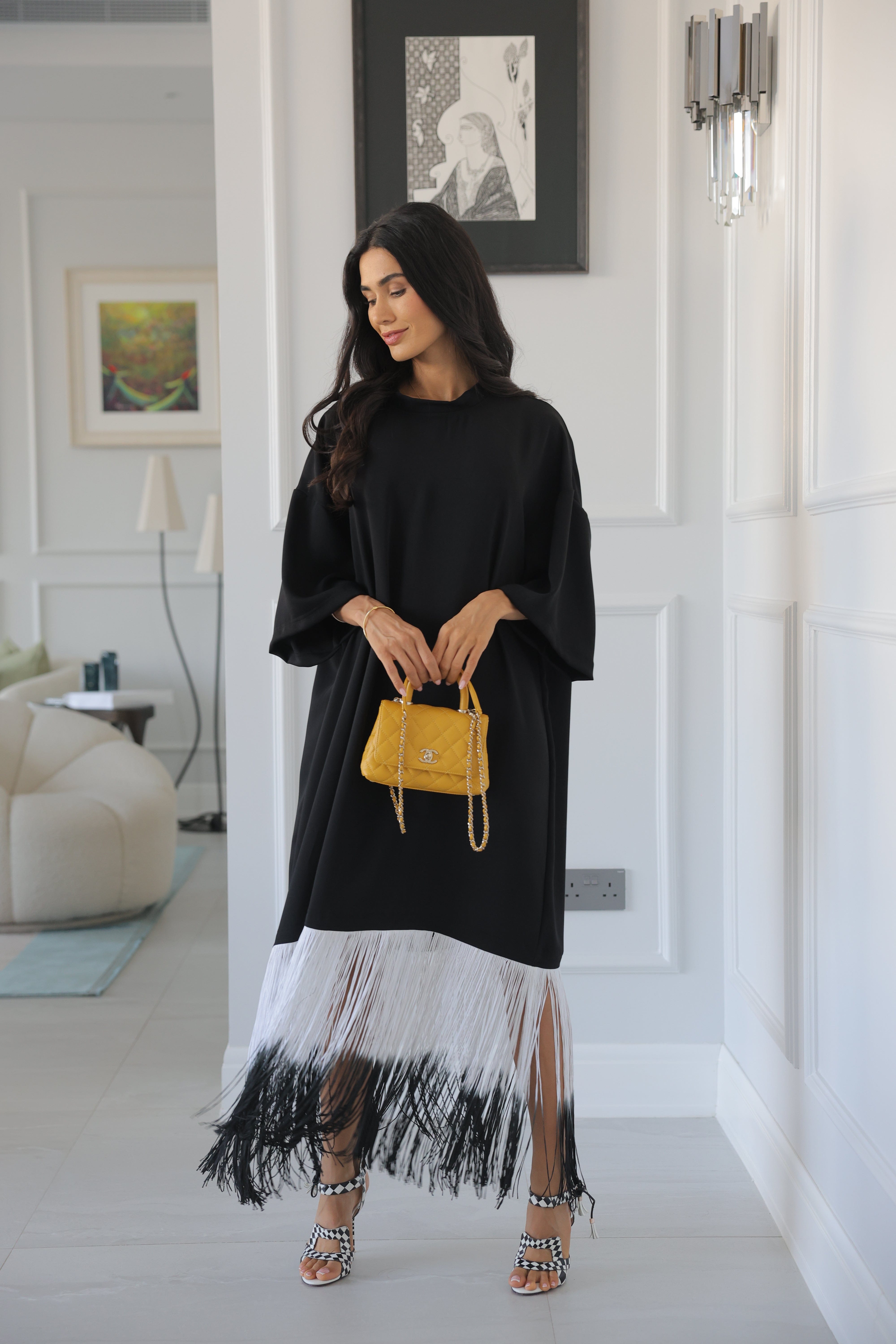 HL Studio Drift Dress Black tide NEW FRINGE