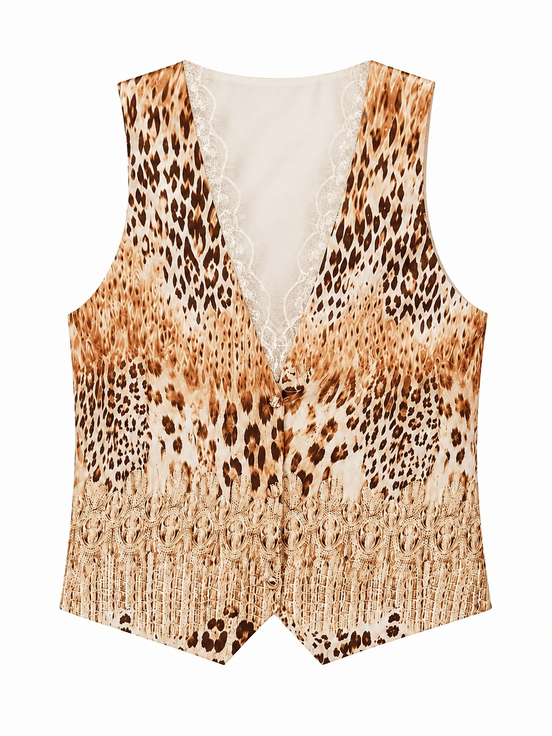 Maison Clad WAISTCOAT BEIGE LEO GRADIENT WITH LACE MCL12091