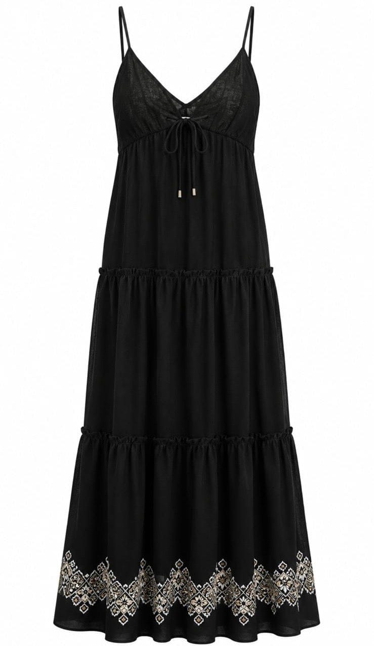 Maison Clad DRESS GODDESS LINEN BLACK GOLD MCL11896