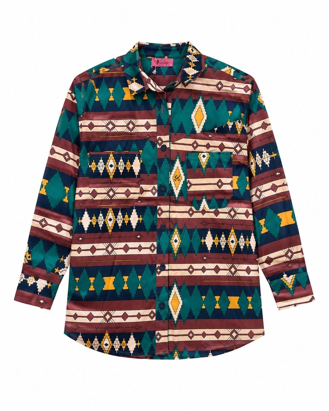 Maison Clad SHIRT LOSANGE GREEN BROWN MCL11884