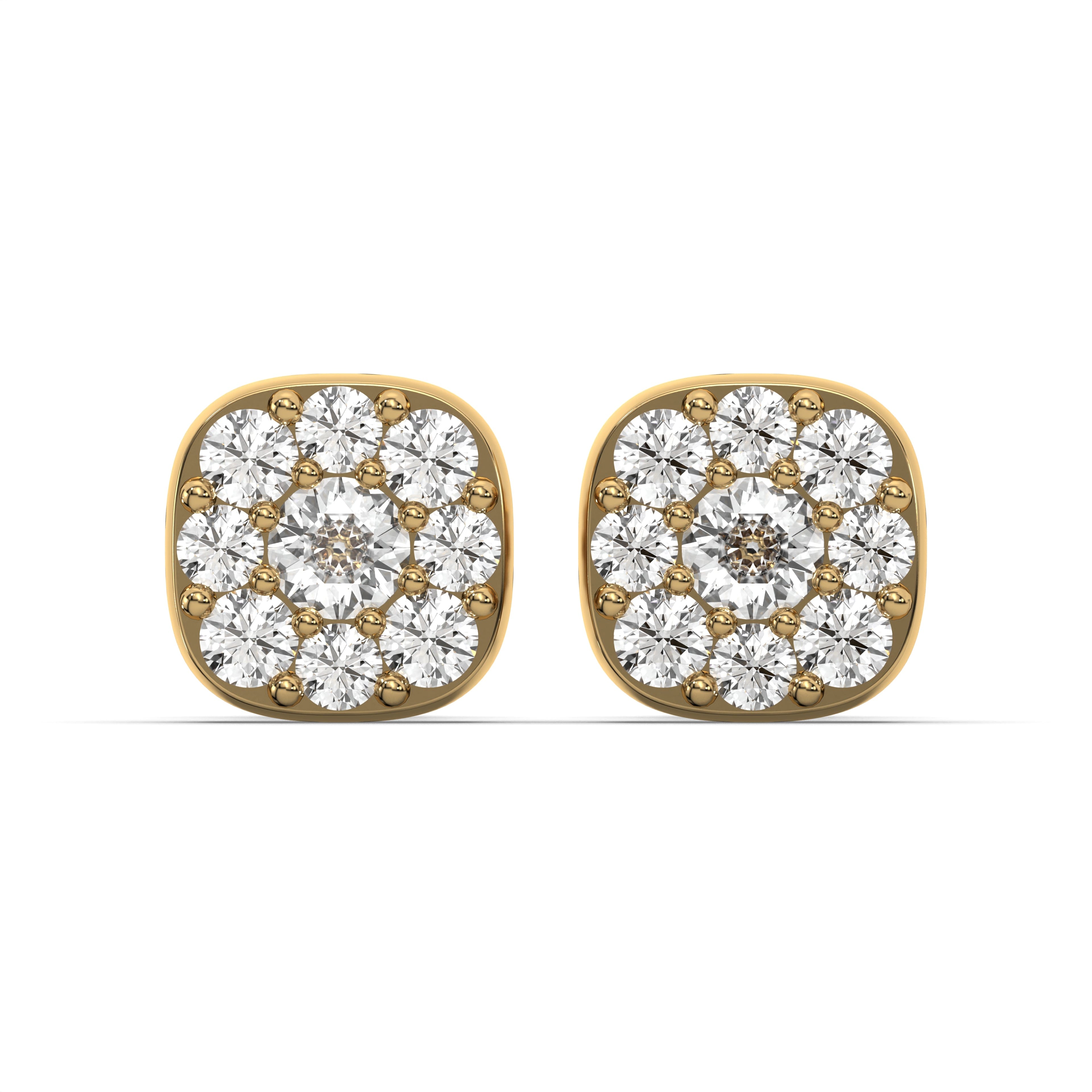 MANUFACTURER 47 Men's VVS VVS Lab Diamond Gold Cluster Stud Earrings