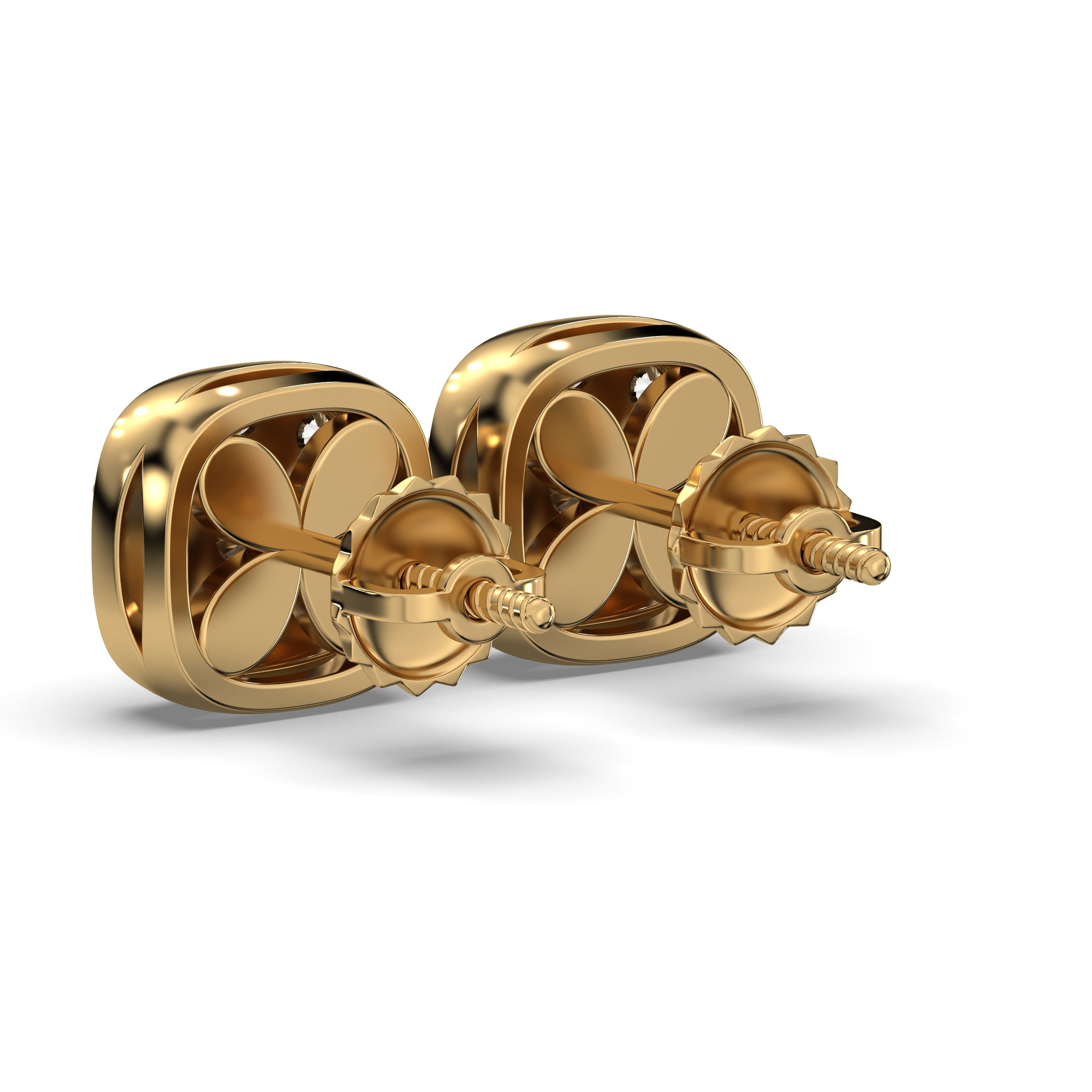 MANUFACTURER 47 Men's VVS VVS Lab Diamond Gold Cluster Stud Earrings