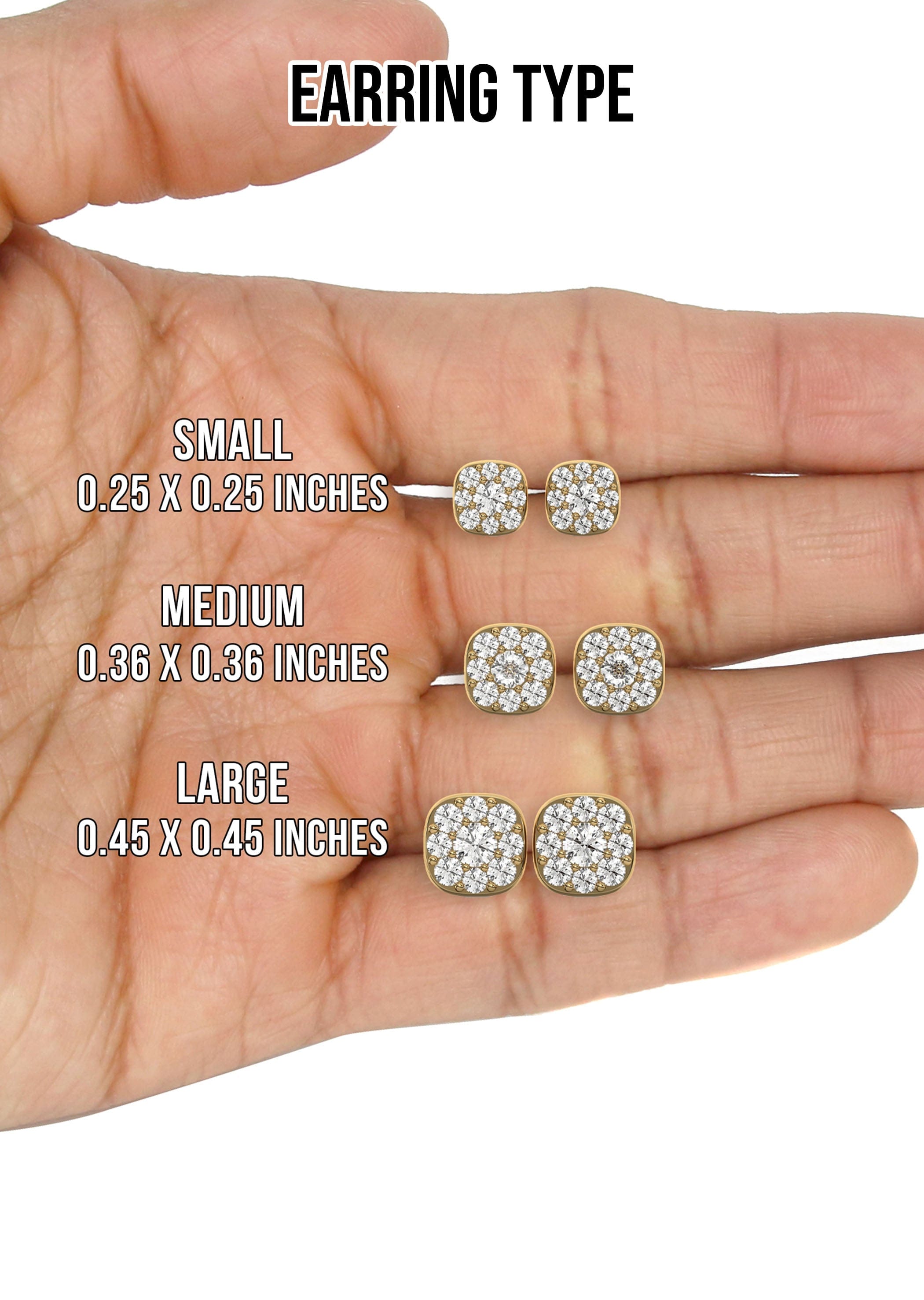 MANUFACTURER 47 Men's VVS VVS Lab Diamond Gold Cluster Stud Earrings