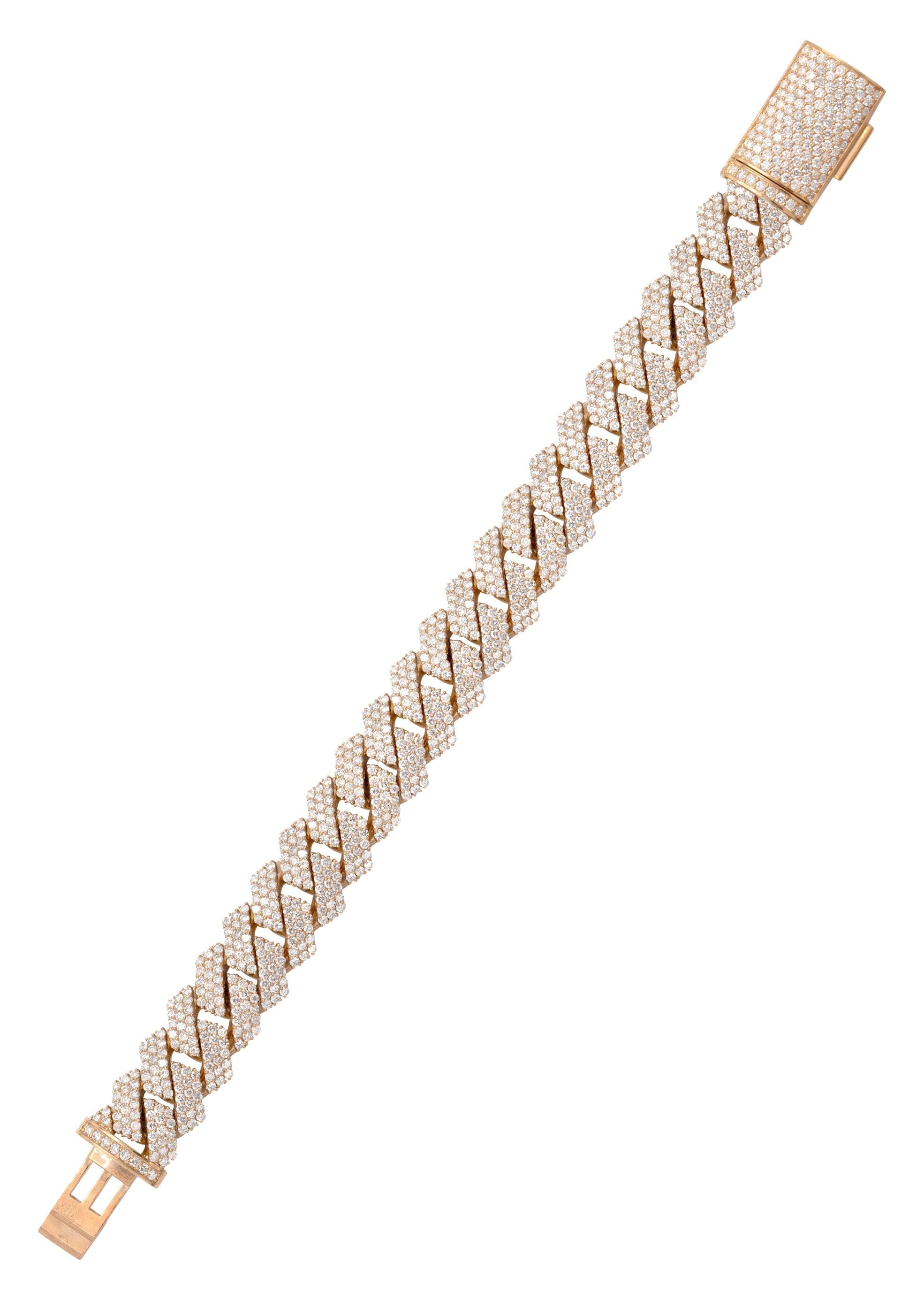 MANUFACTURER 46 Iced Out Lab Grown VVS Diamond Prong Cuban Link Rose Gold Bracelet 10K/14K