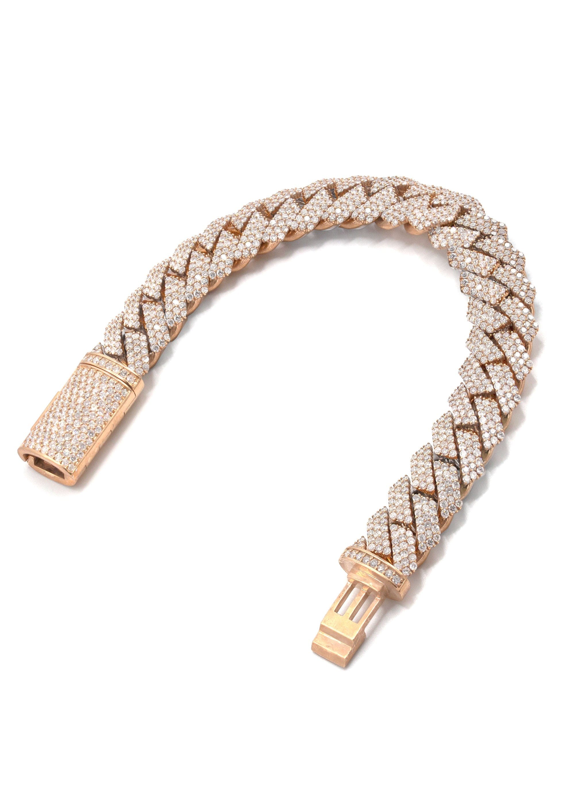 MANUFACTURER 6 Iced Out Diamond Prong Cuban Link Rose Gold Bracelet 10K/14K