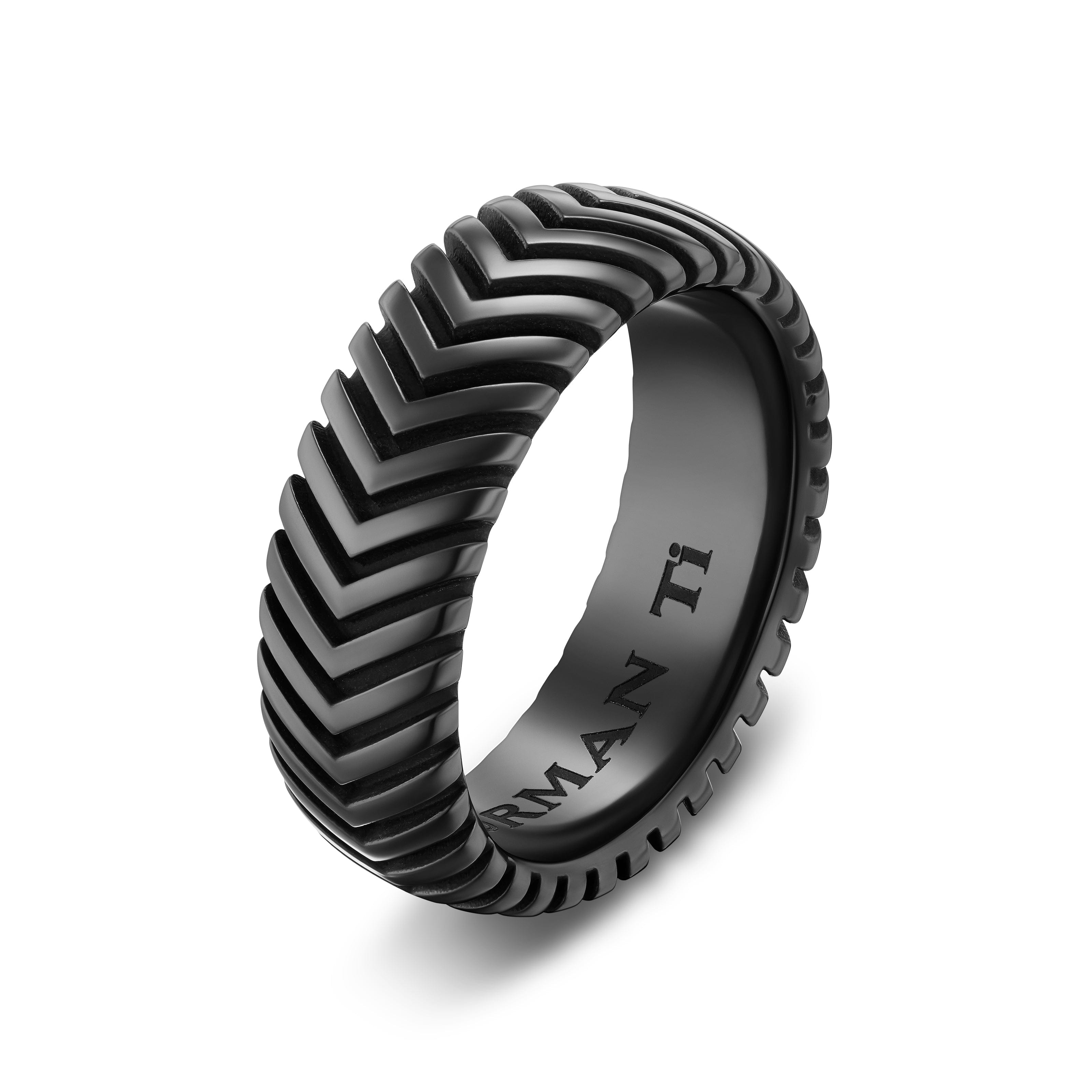 David Yurman Chevron Collection Ring in Black Titanium