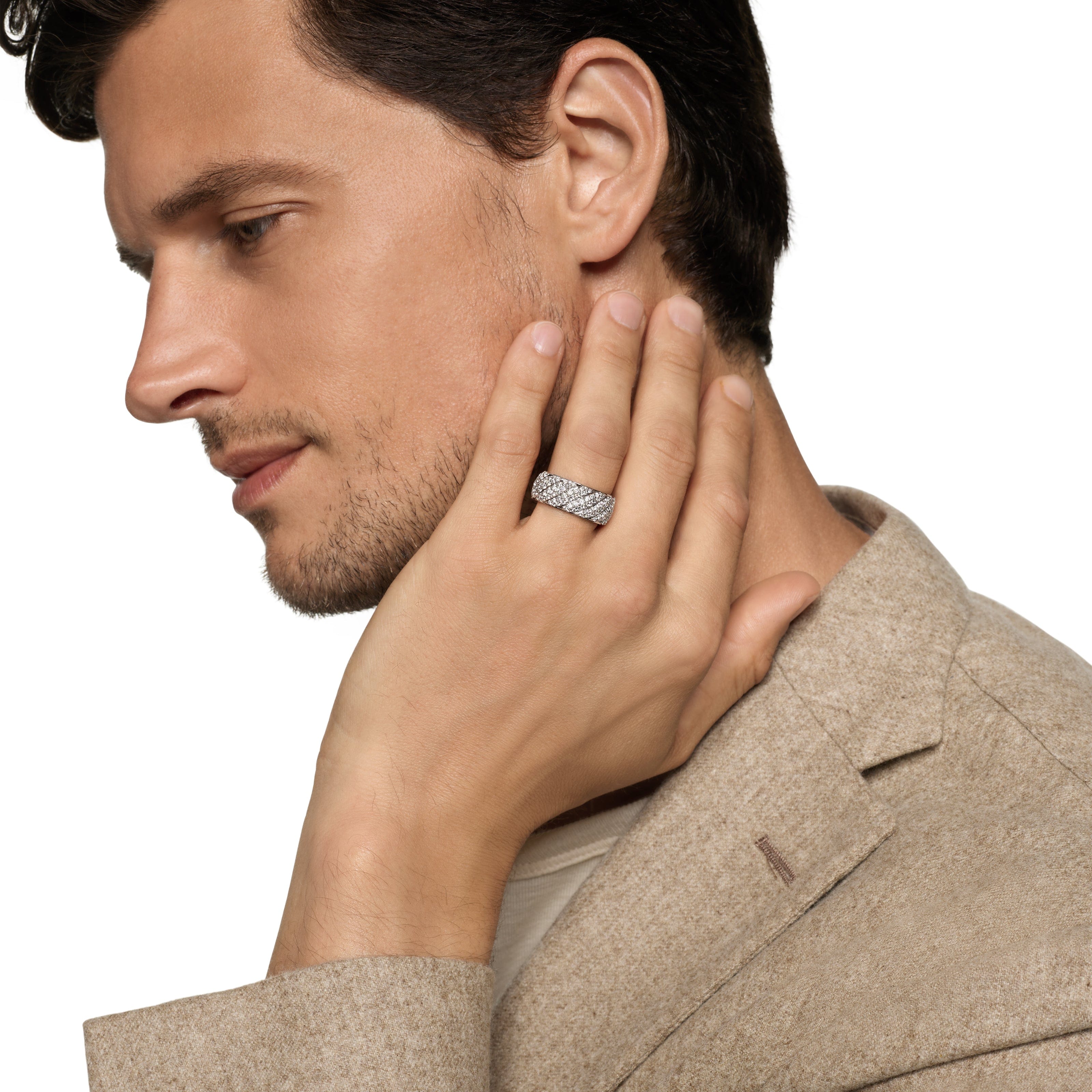 David Yurman Sculpted Cable Collection Ring in 18K White Gold