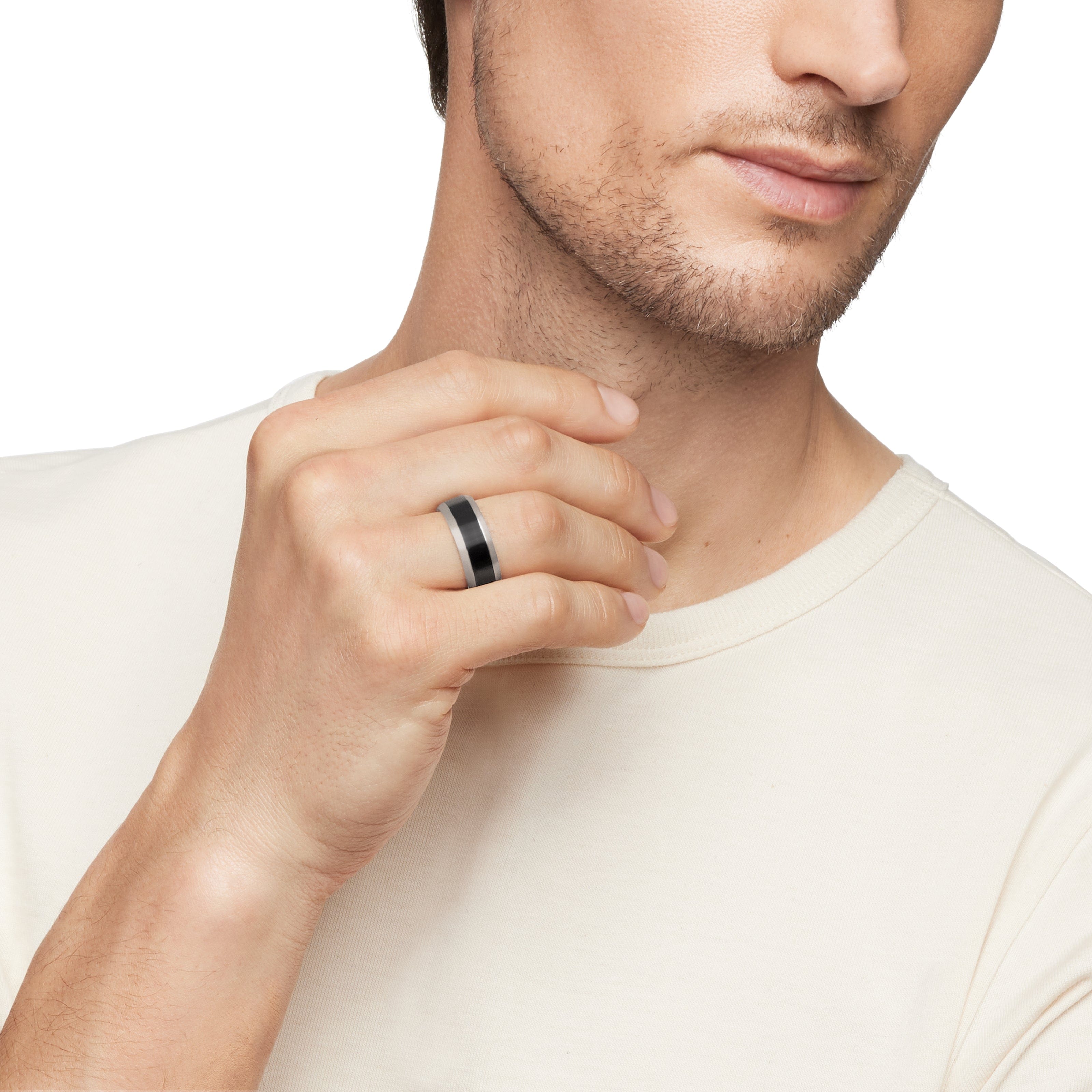 David Yurman Wedding Collection Ring in Grey Titanium with Black Titanium
