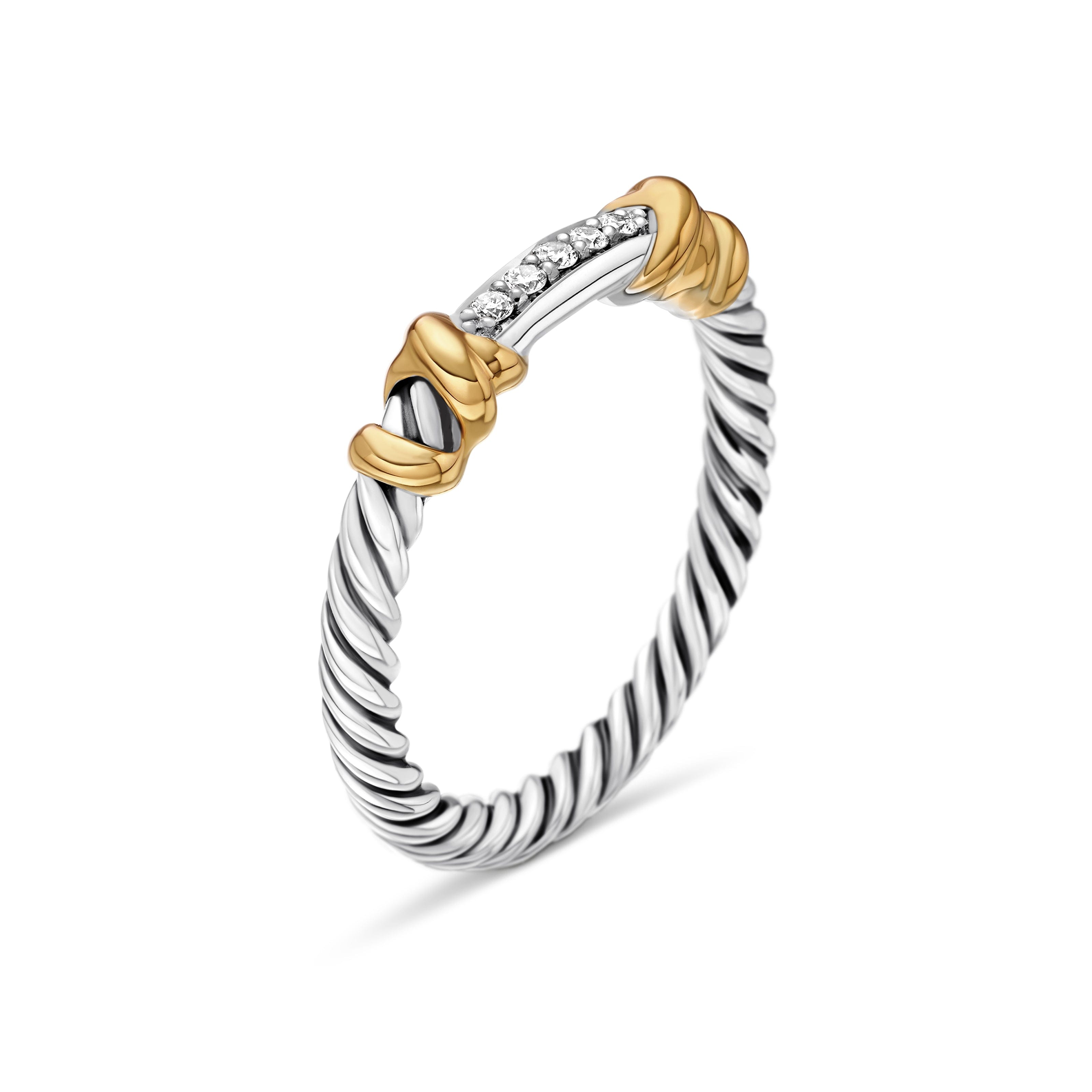 David Yurman DY Helena Collection Ring in Sterling Silver and 18k Gold