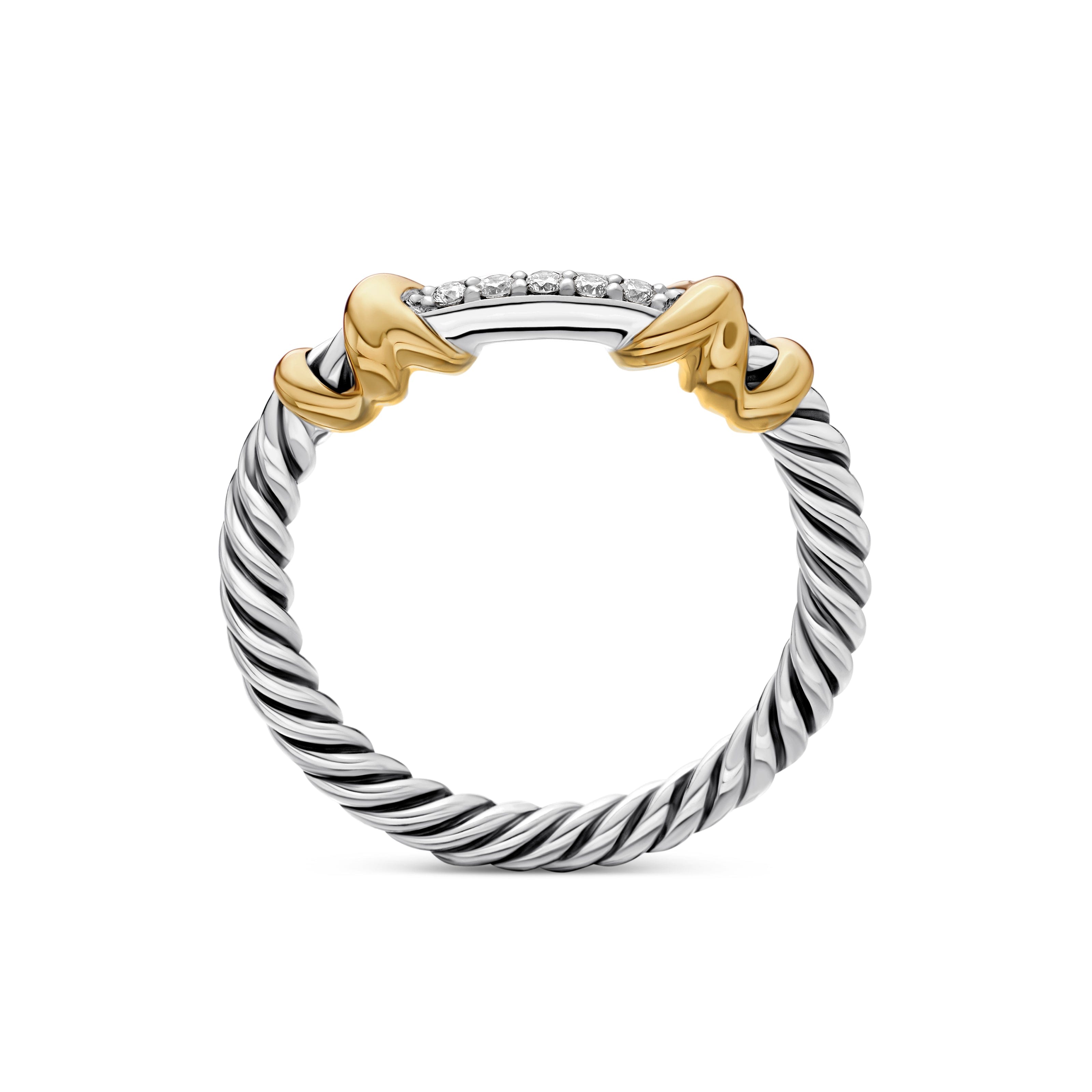 David Yurman DY Helena Collection Ring in Sterling Silver and 18k Gold