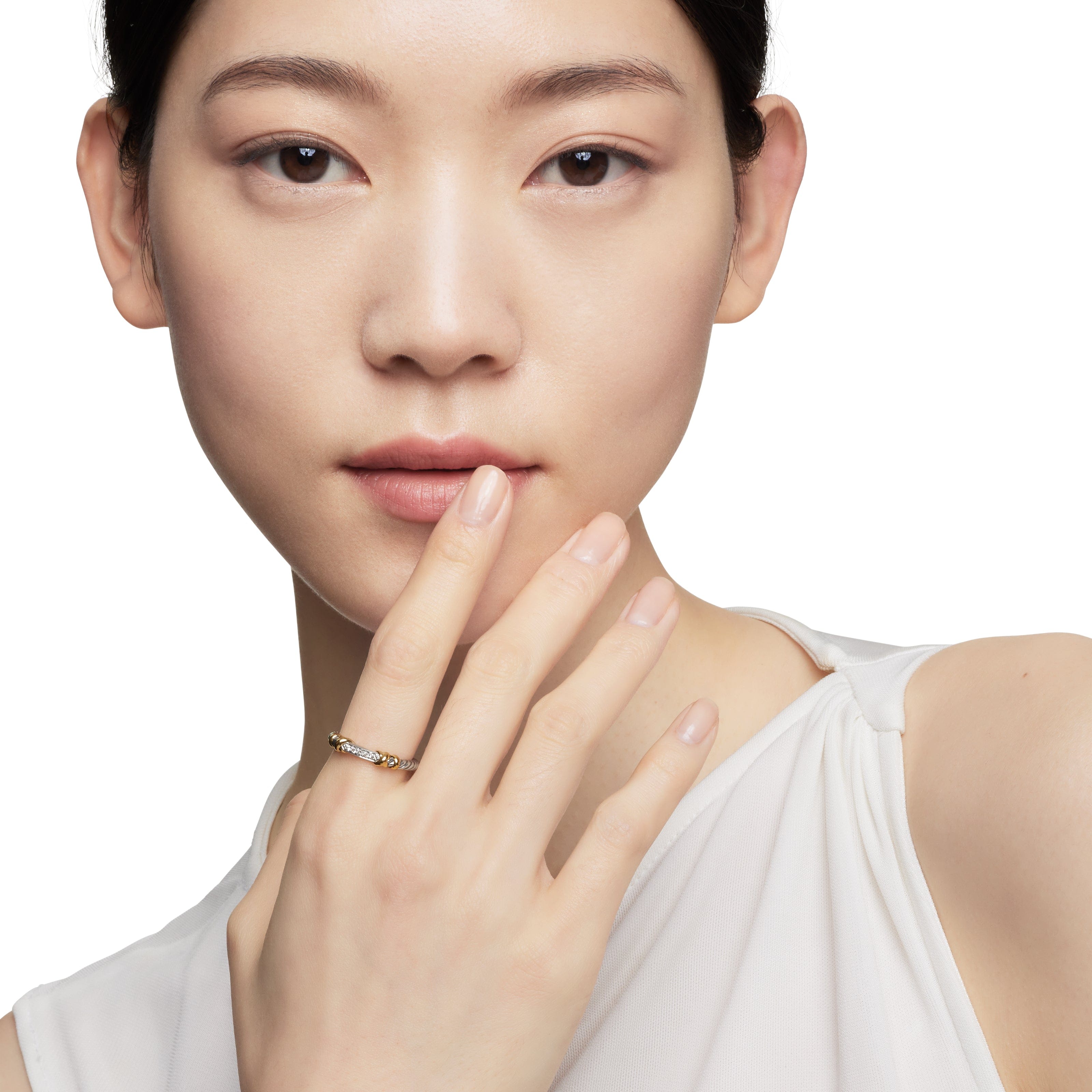 David Yurman DY Helena Collection Ring in Sterling Silver and 18k Gold