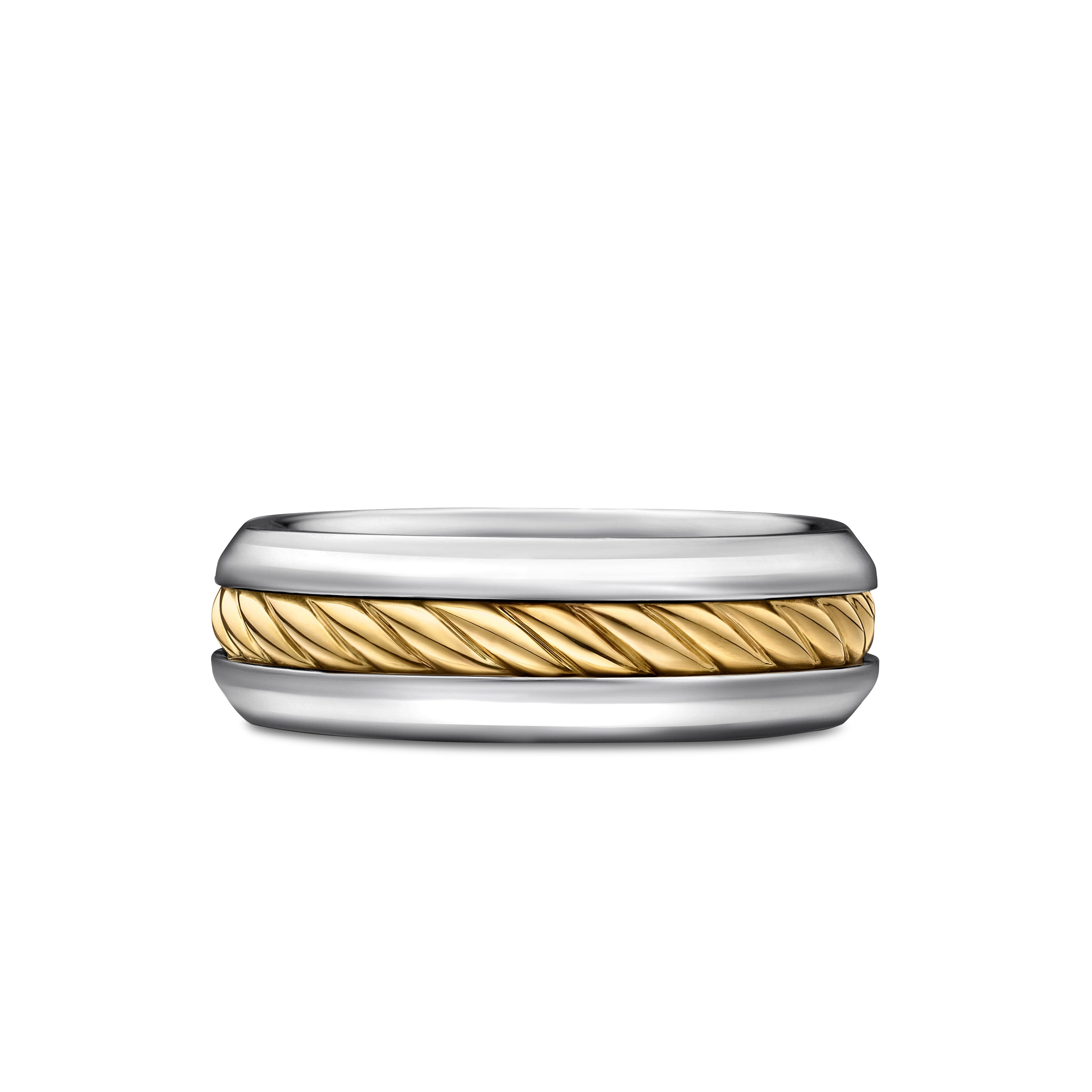 David Yurman Sculpted Cable Collection Ring in Sterling Silver and 18k Gold