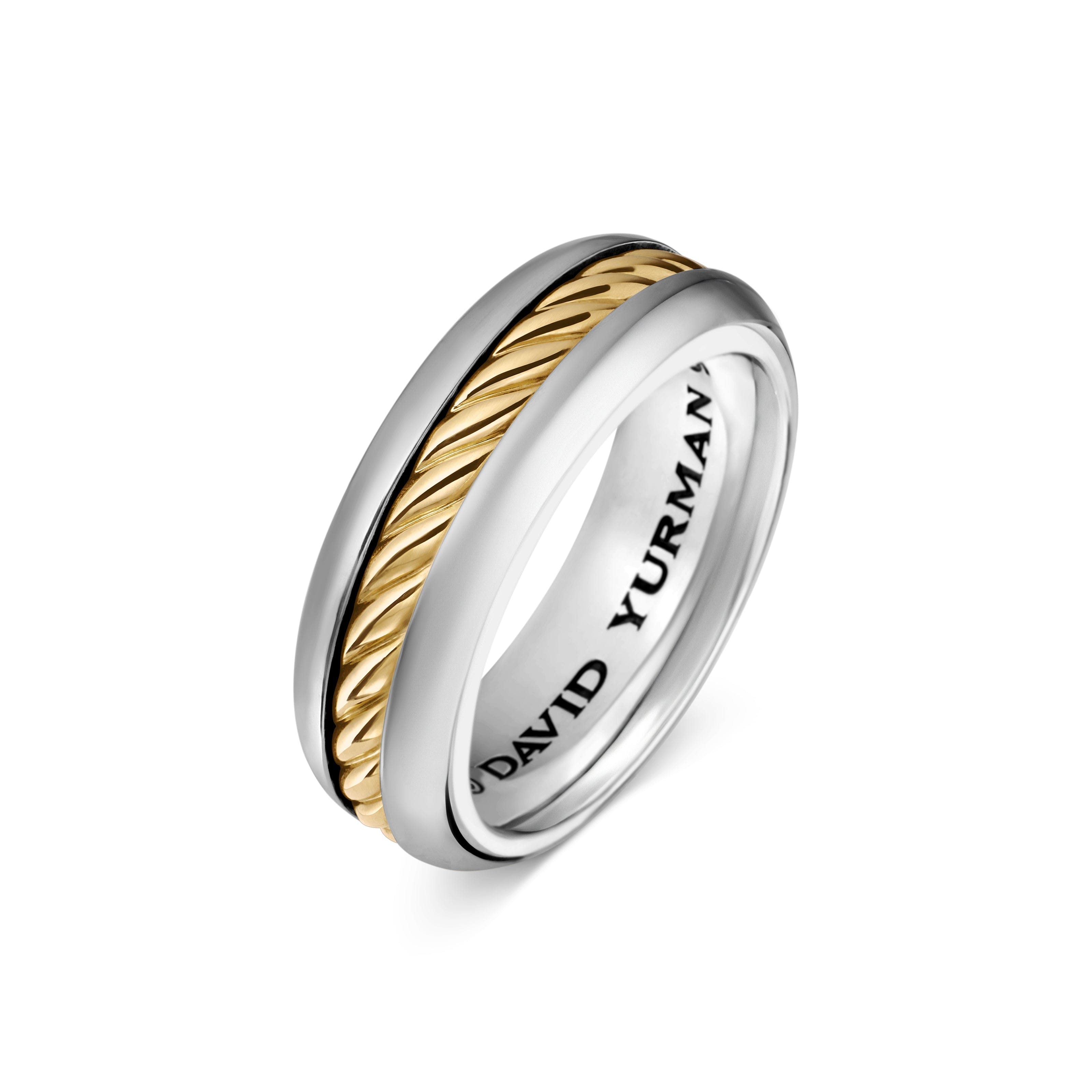David Yurman Sculpted Cable Collection Ring in Sterling Silver and 18k Gold