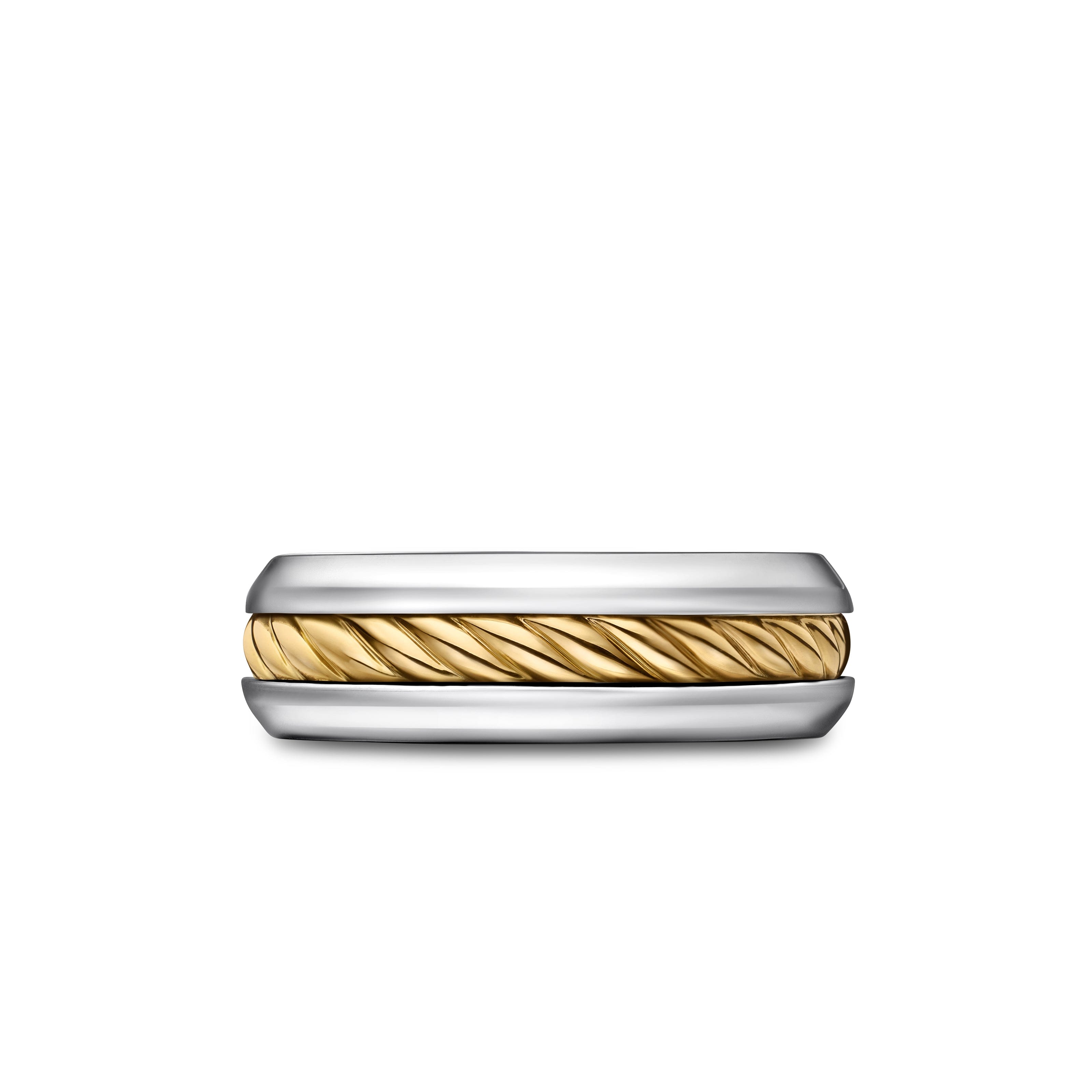 David Yurman Sculpted Cable Collection Ring in Sterling Silver and 18k Gold