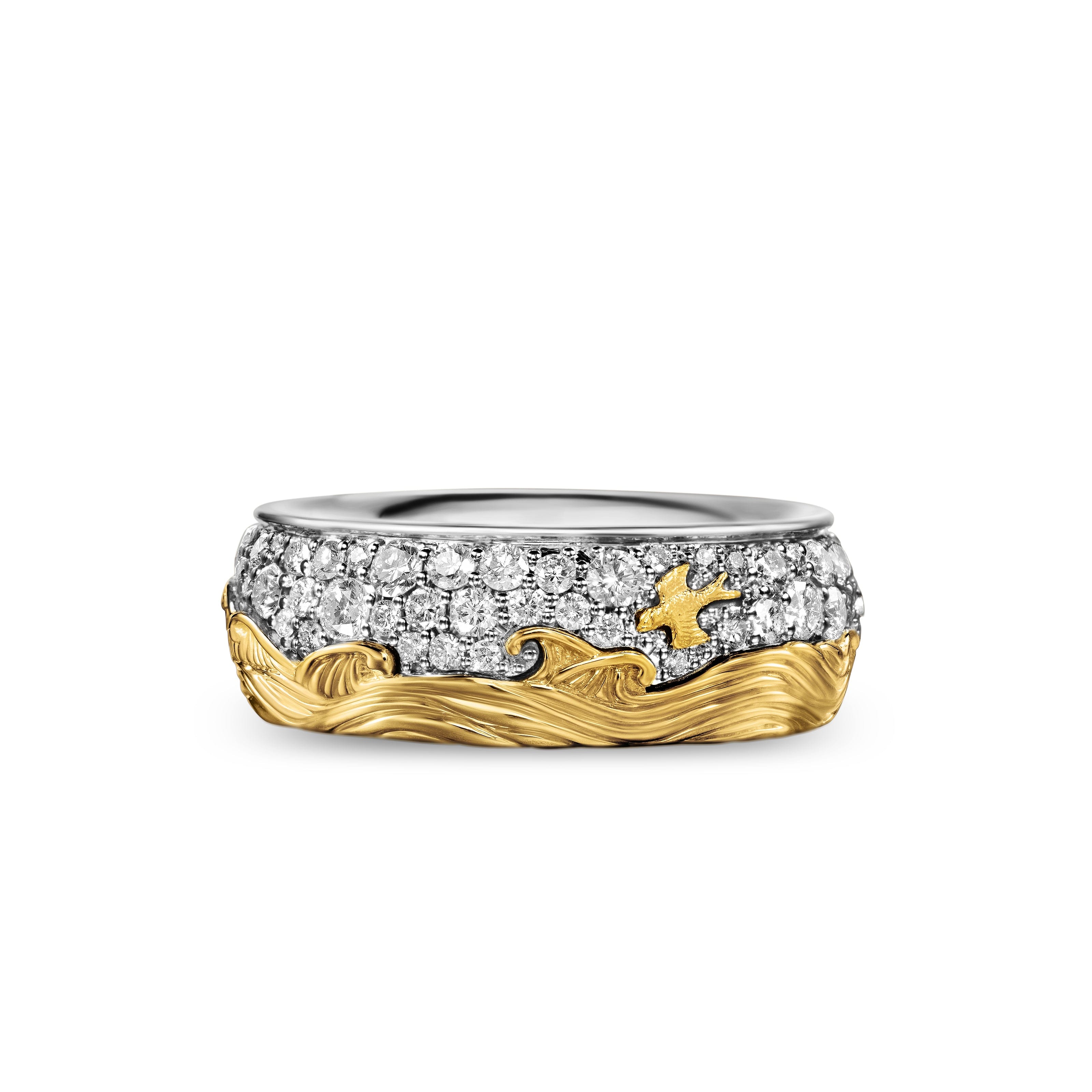 David Yurman Waves Collection Ring in Sterling Silver and 18k Gold