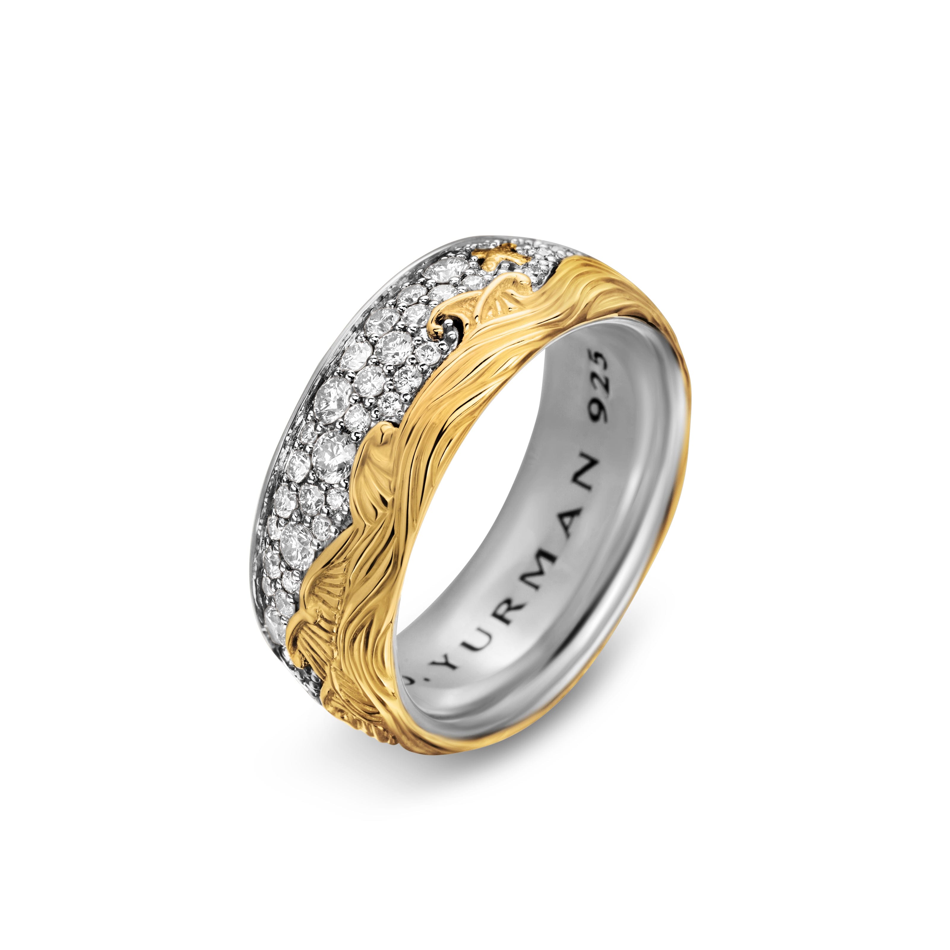 David Yurman Waves Collection Ring in Sterling Silver and 18k Gold