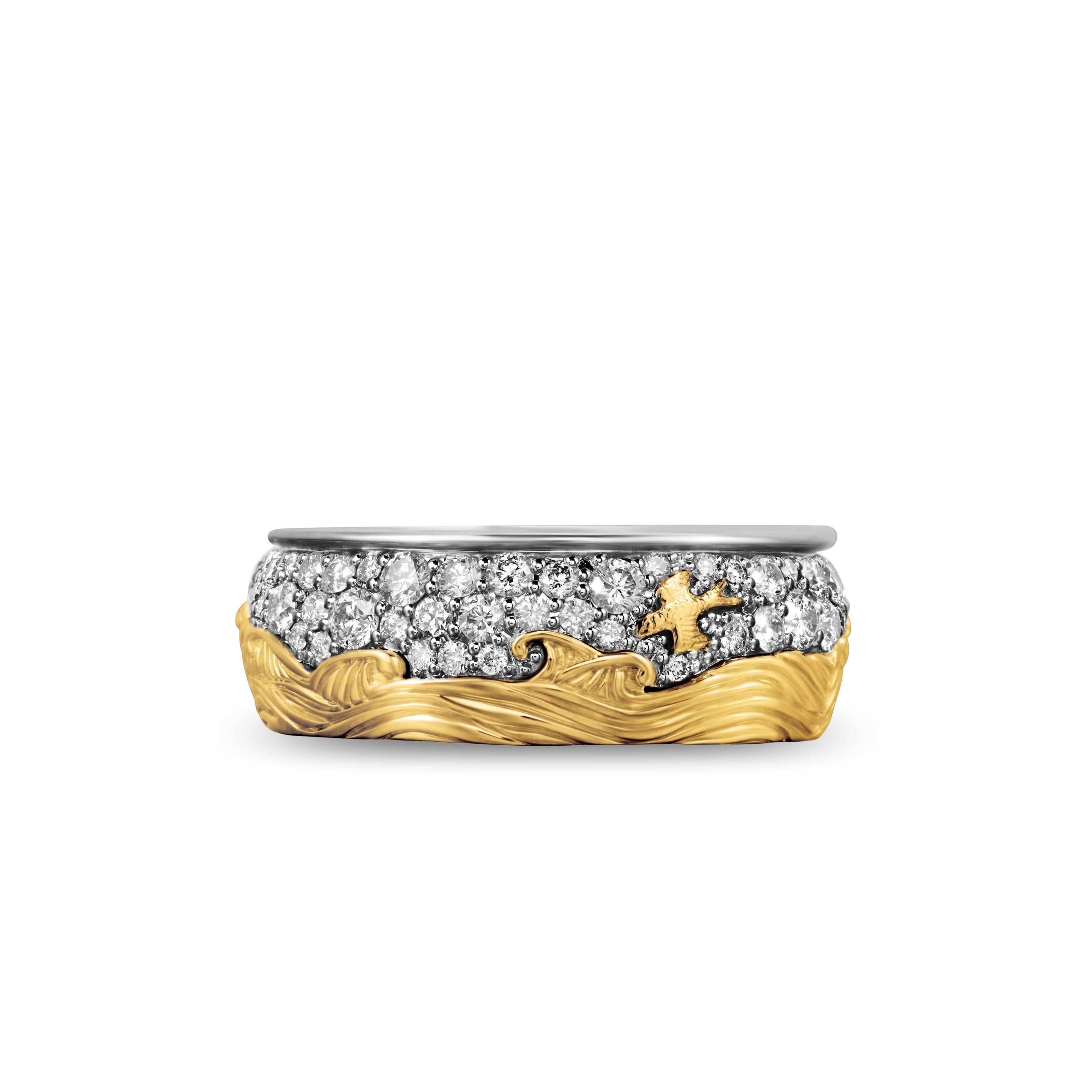 David Yurman Waves Collection Ring in Sterling Silver and 18k Gold
