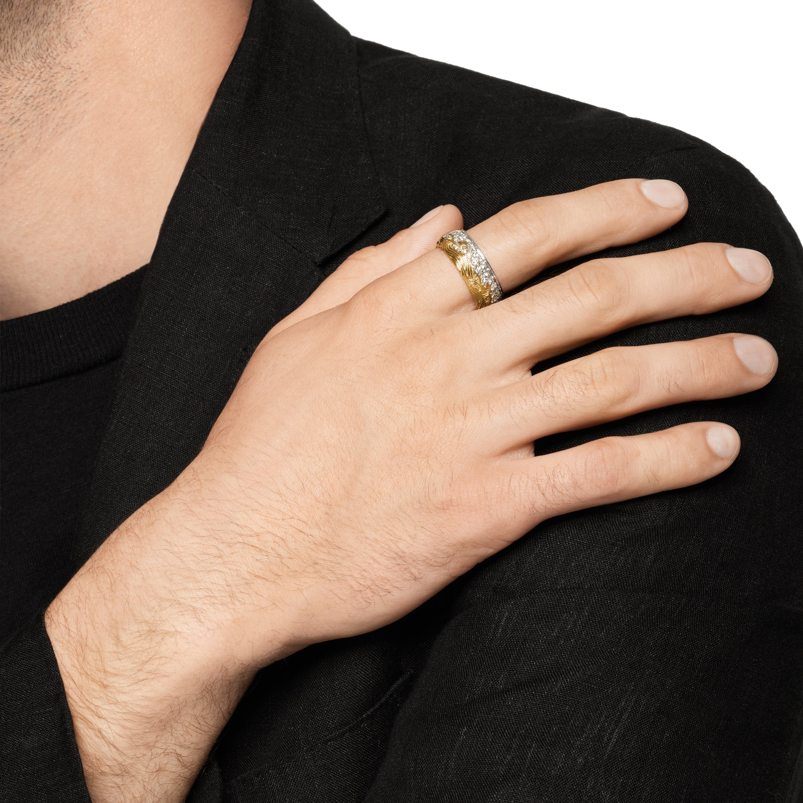 David Yurman Waves Collection Ring in Sterling Silver and 18k Gold