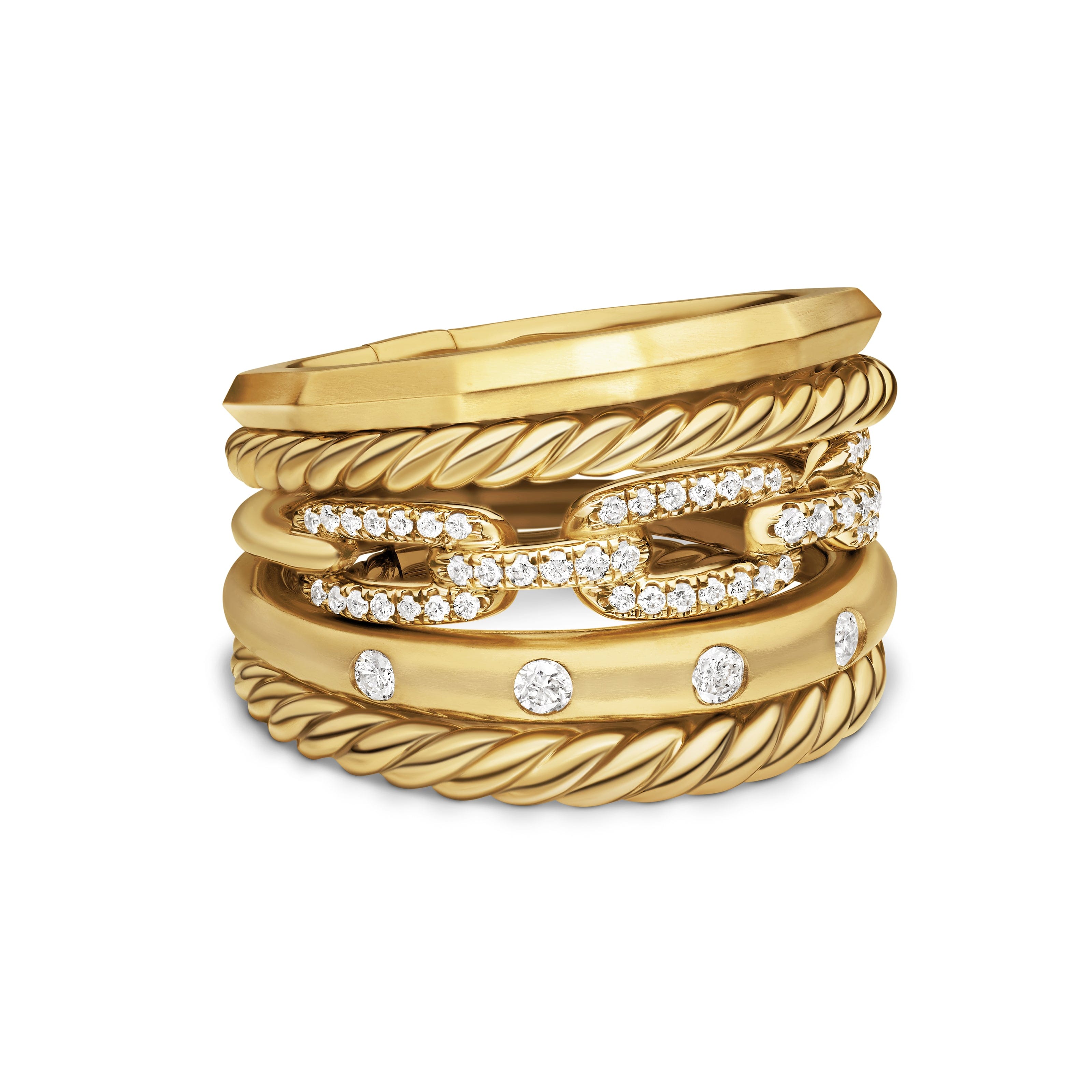 David Yurman Stax Collection Ring in 18K Yellow Gold