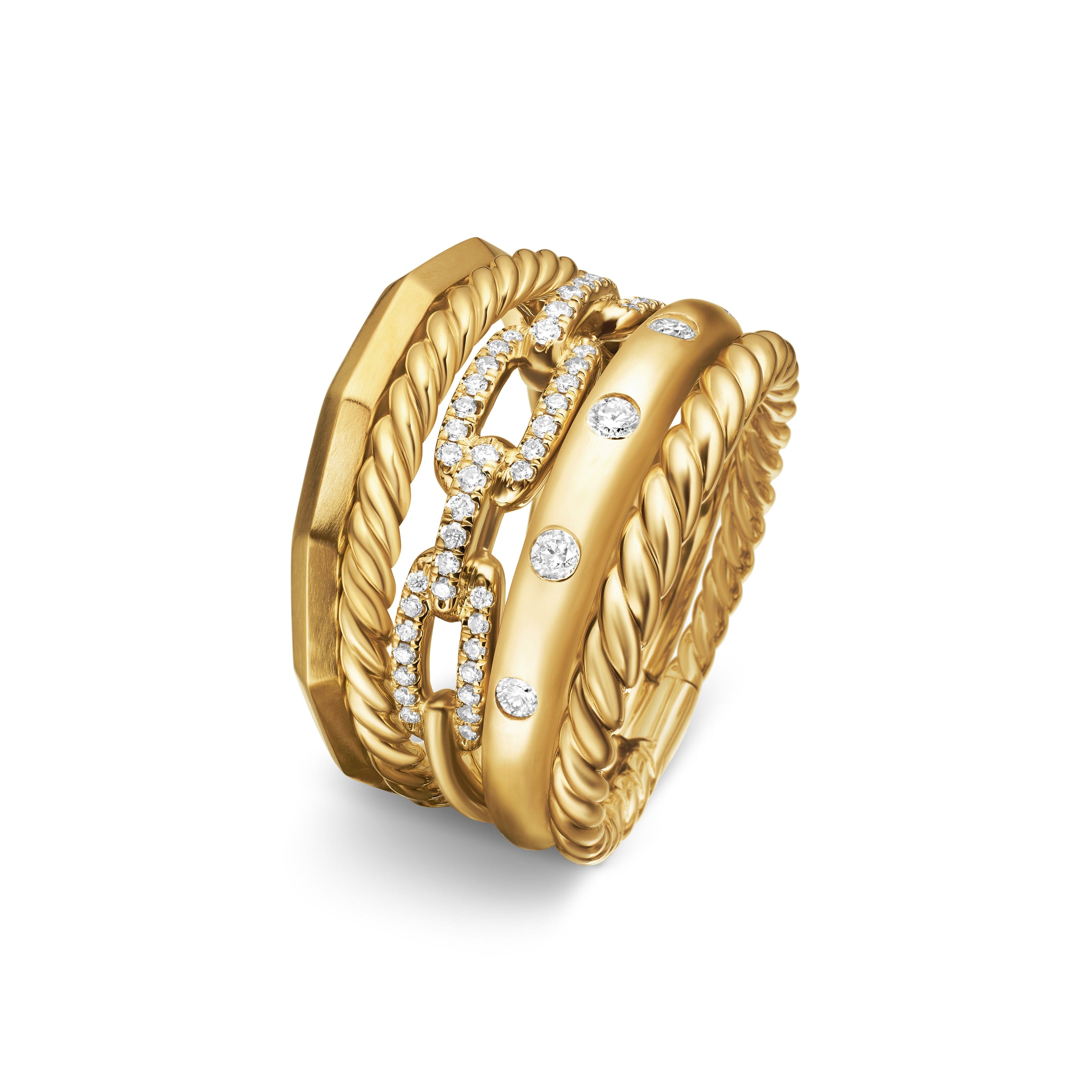 David Yurman Stax Collection Ring in 18K Yellow Gold