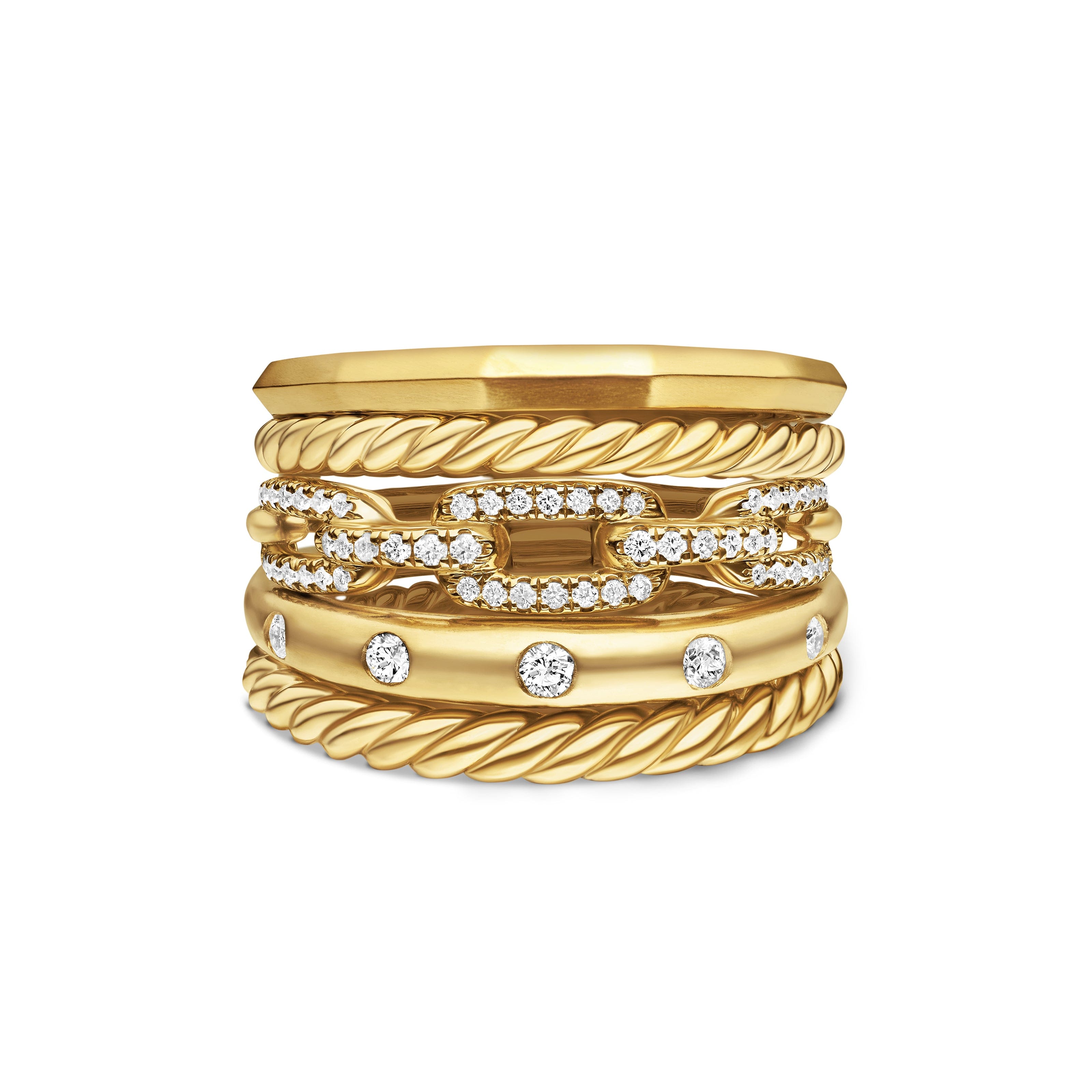 David Yurman Stax Collection Ring in 18K Yellow Gold