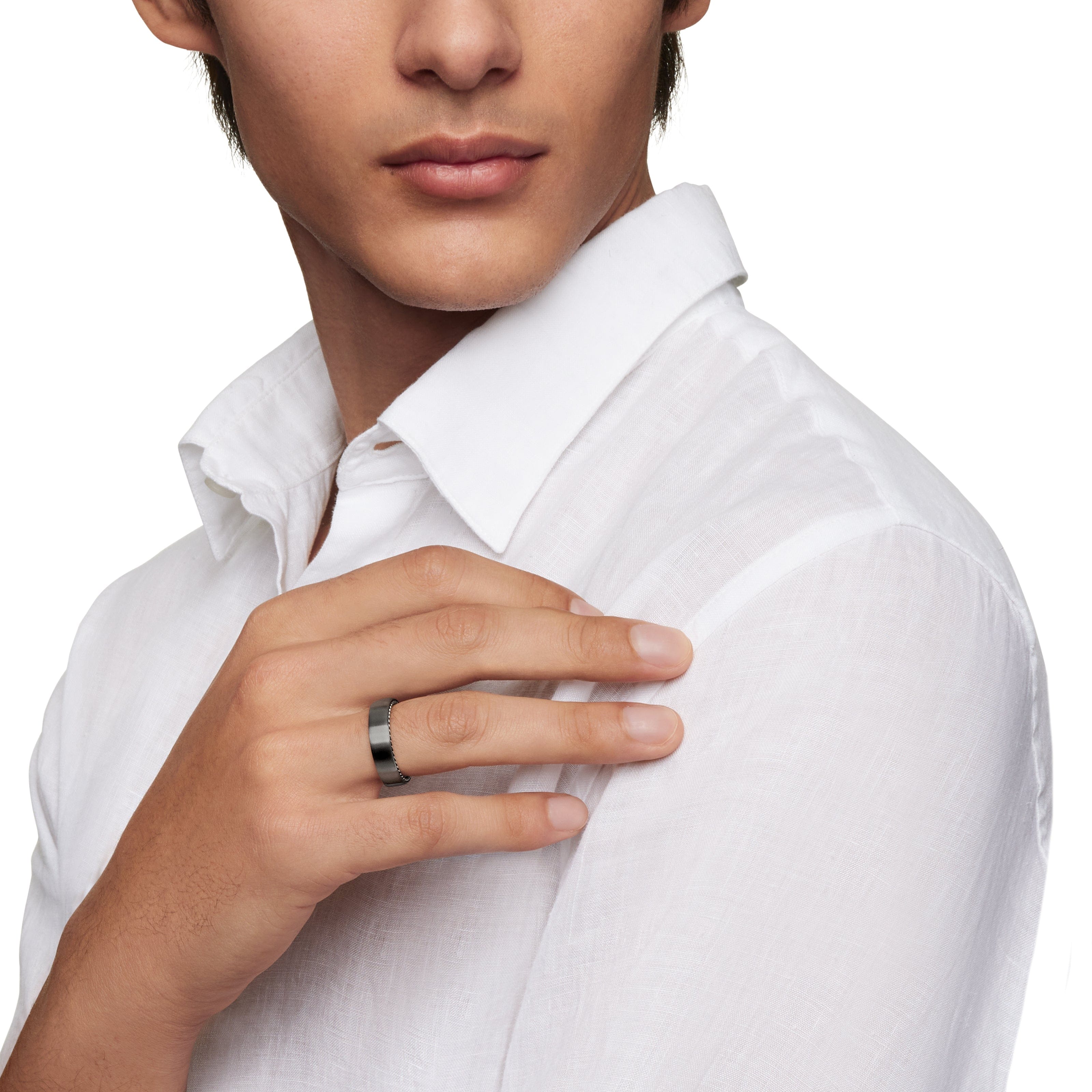David Yurman Wedding Collection Ring in Grey Titantium with Sterling Silver
