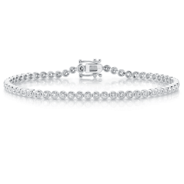 Shy Creation 14K White Gold 1.51ctw Diamond Bezel Set Tennis Bracelet - SC55023226