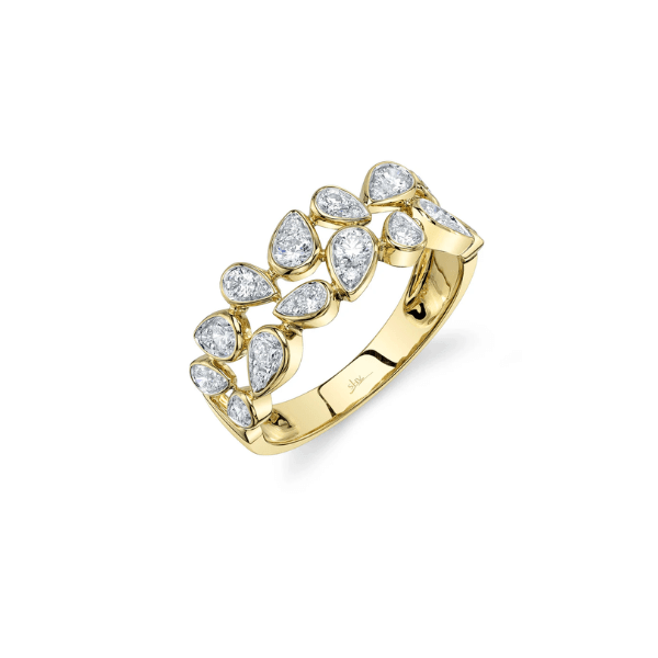 Shy Creation 14K Yellow Gold 0.78ctw Diamond Pear Shape Double Row Ring - SC55029167RD