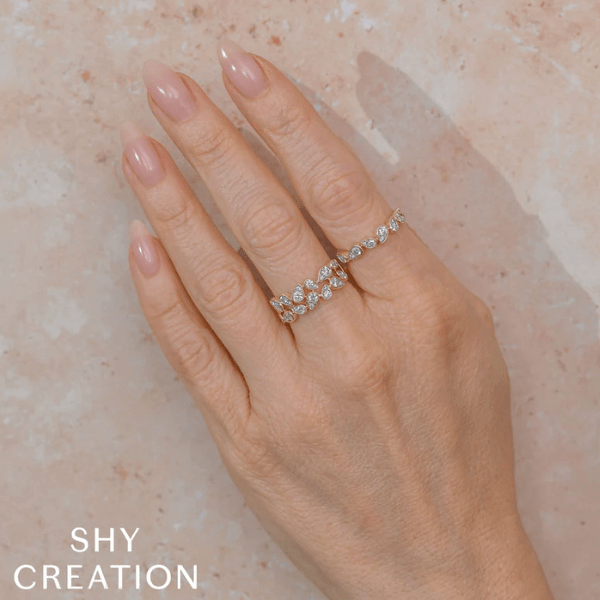 Shy Creation 14K Yellow Gold 0.78ctw Diamond Pear Shape Double Row Ring - SC55029167RD