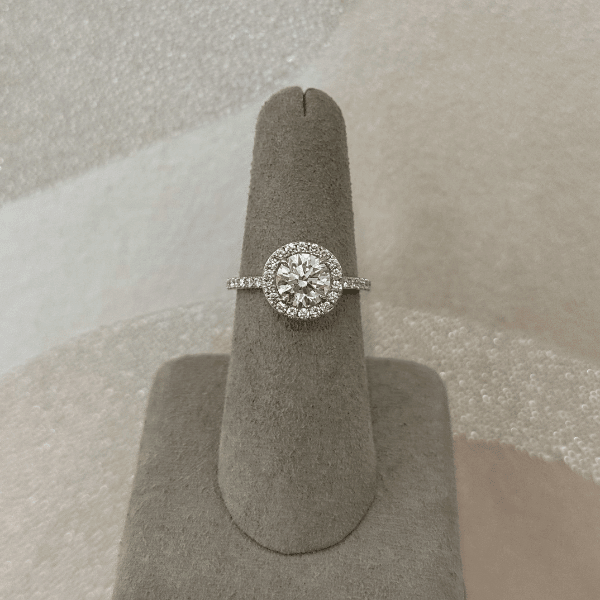 Moyer Collection 18K White Gold 1.40ct Round Brilliant Diamond Halo Complete Engagement Ring - 020675