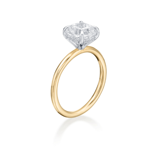 Moyer Collection 18K Yellow Gold Cushion Cut Diamond Solitaire Complete Engagement Ring - 030527